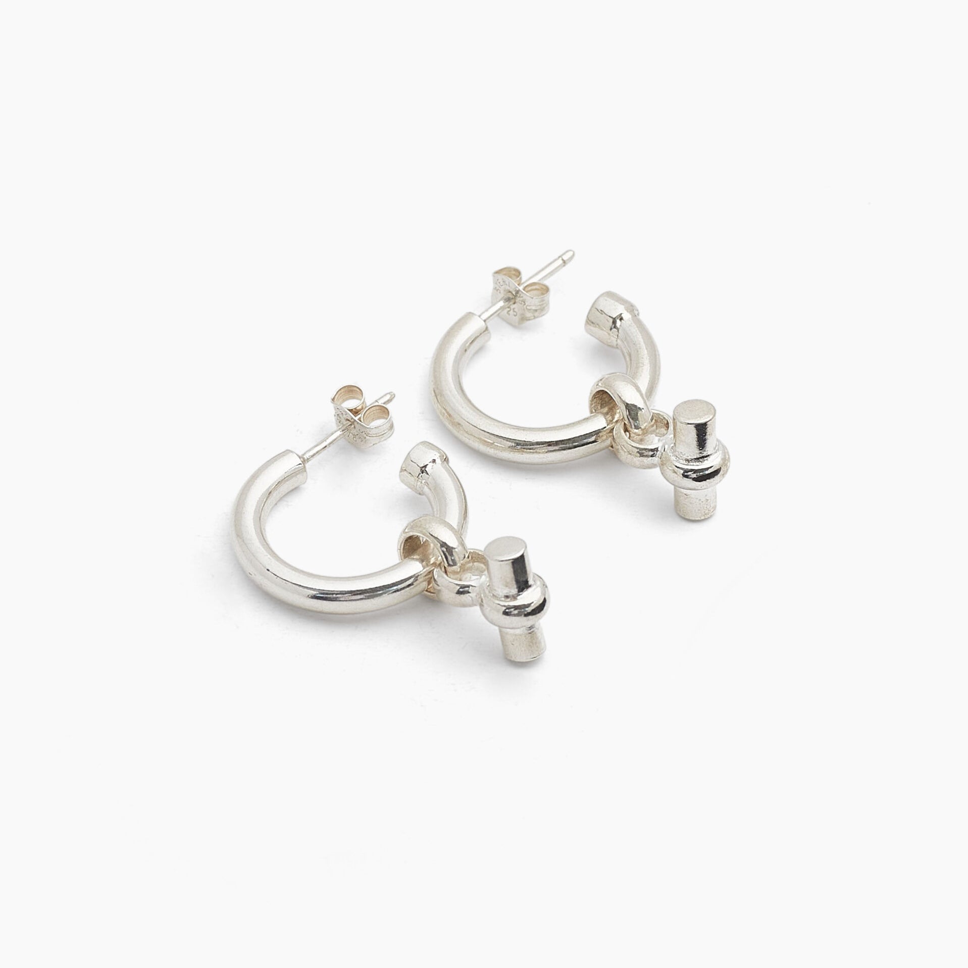 Small Silver T-Bar Earrings