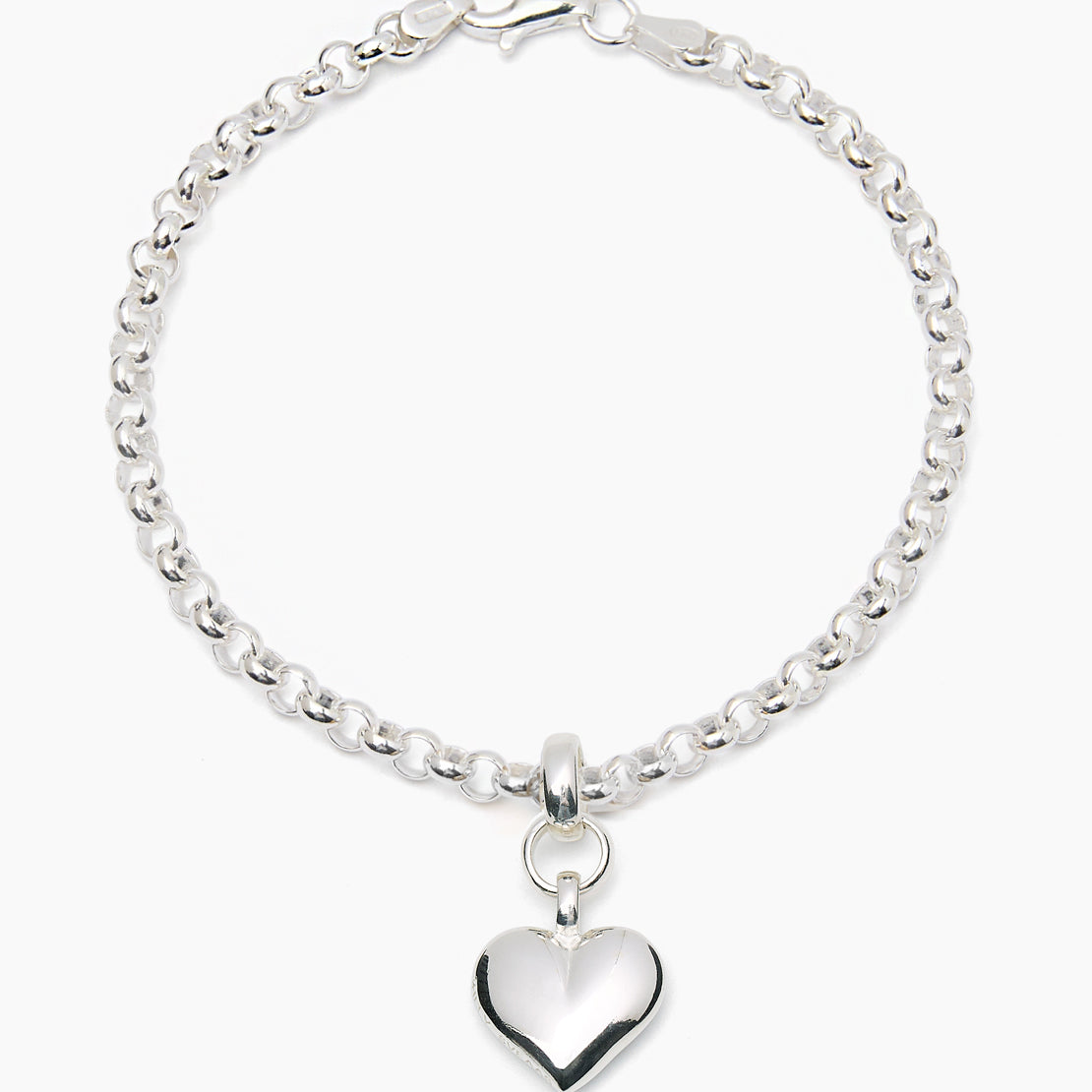 Small Silver Heart on Belcher Bracelet