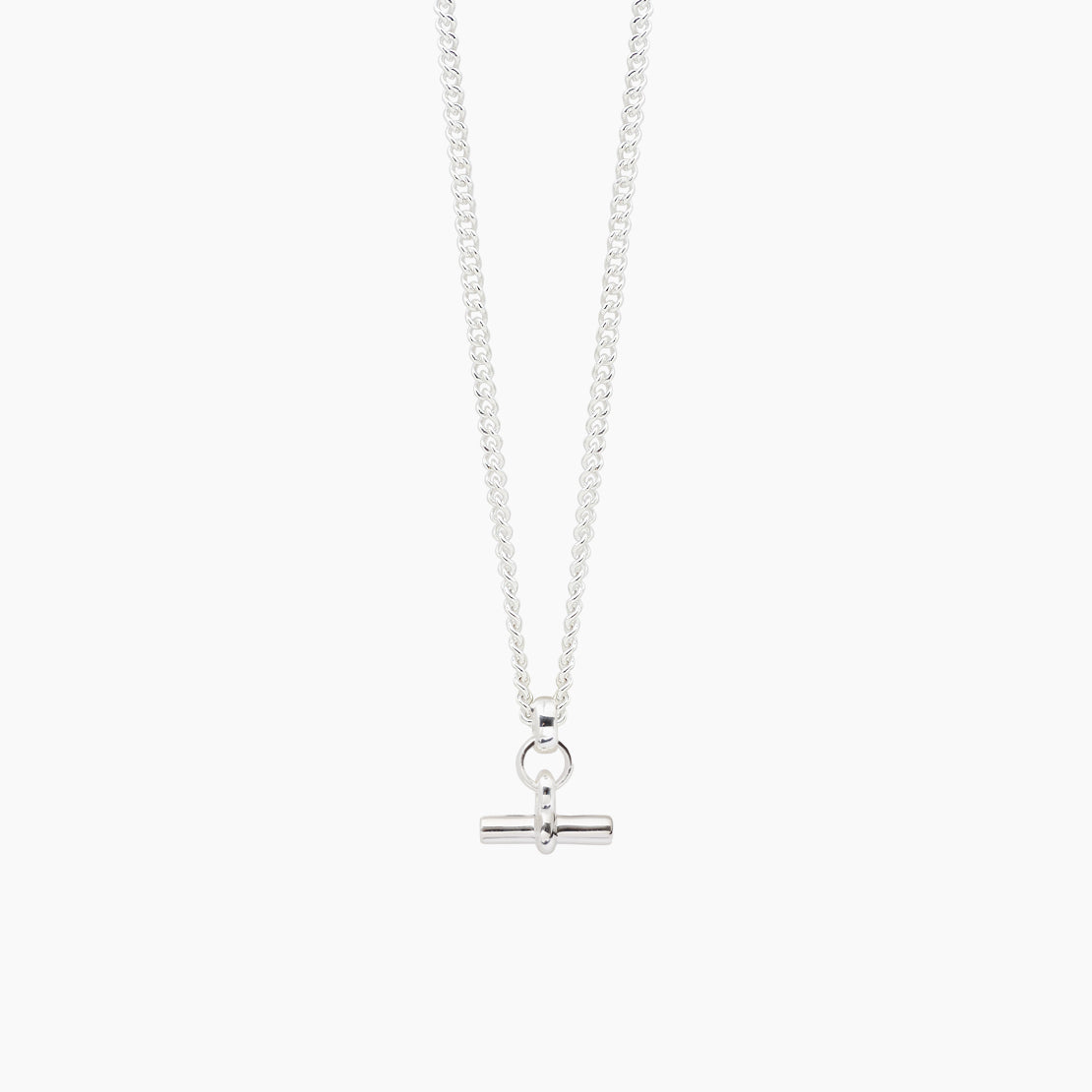 Mini Silver T-Bar on Fine Curb Chain