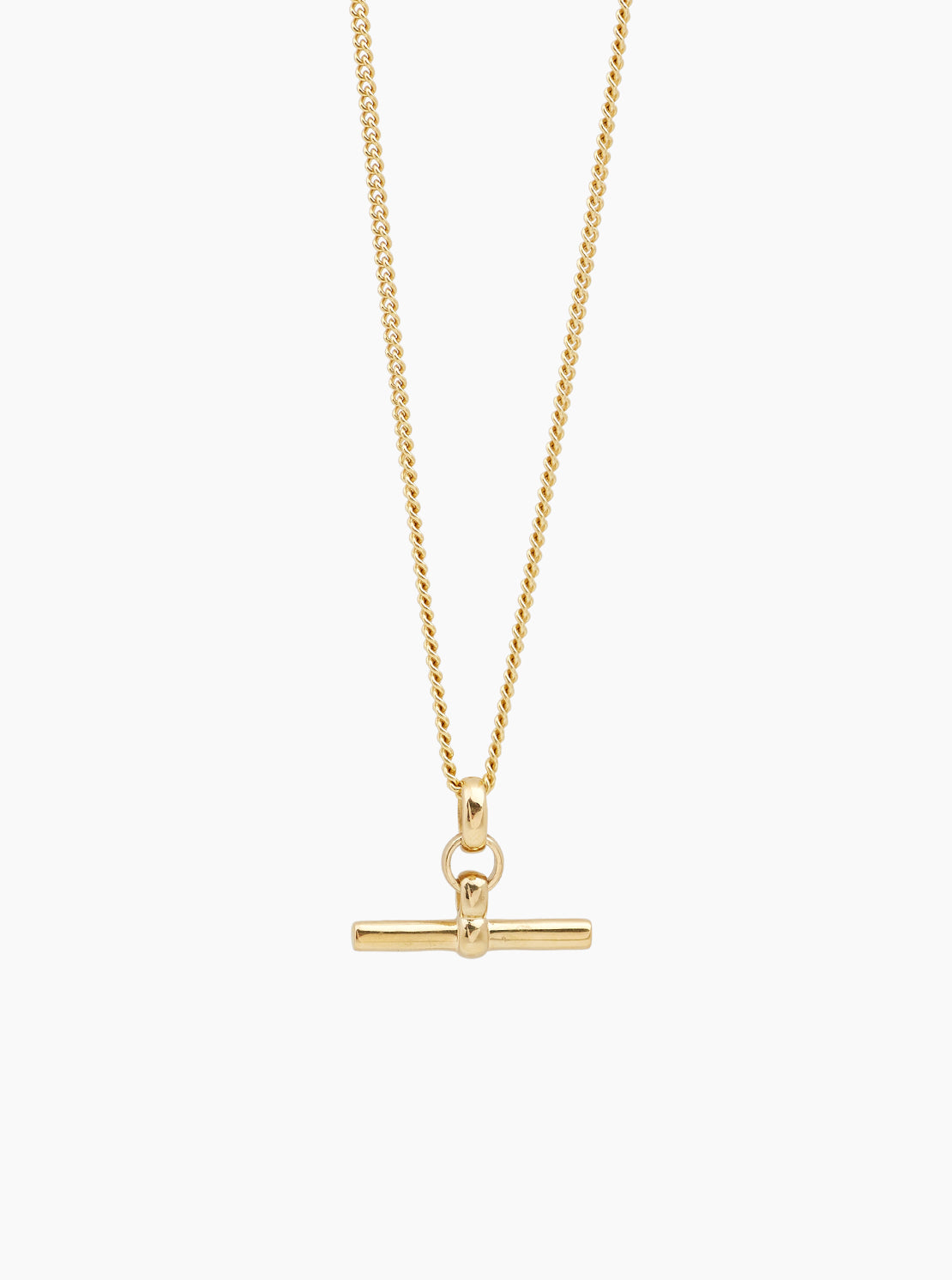 Gold T-Bar On Fine Curb Chain