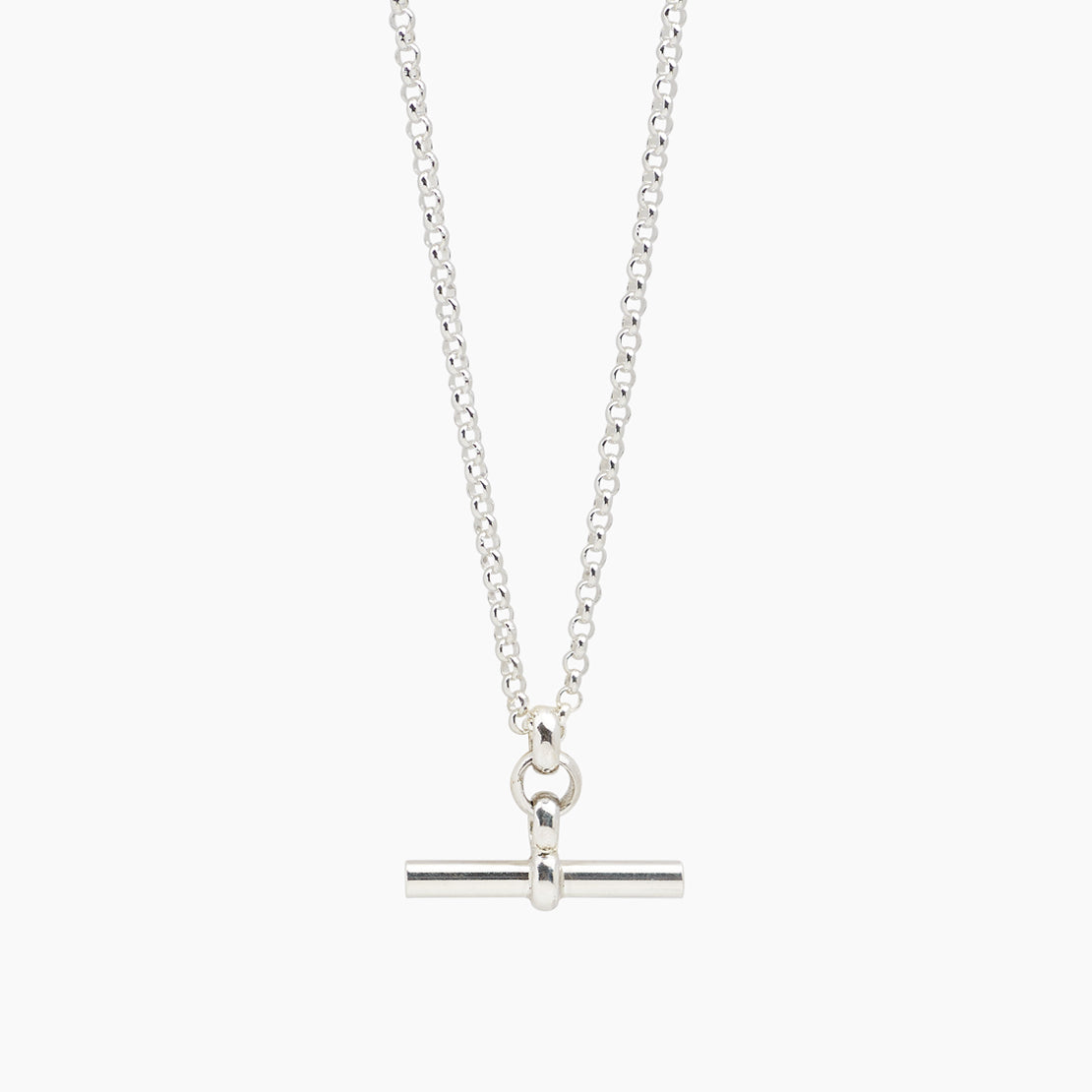 Small Silver T-Bar On Belcher Chain