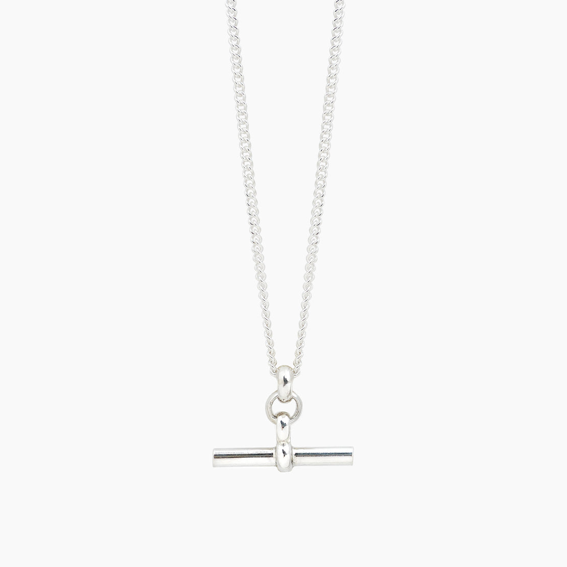 Silver T-Bar On Fine Curb Chain