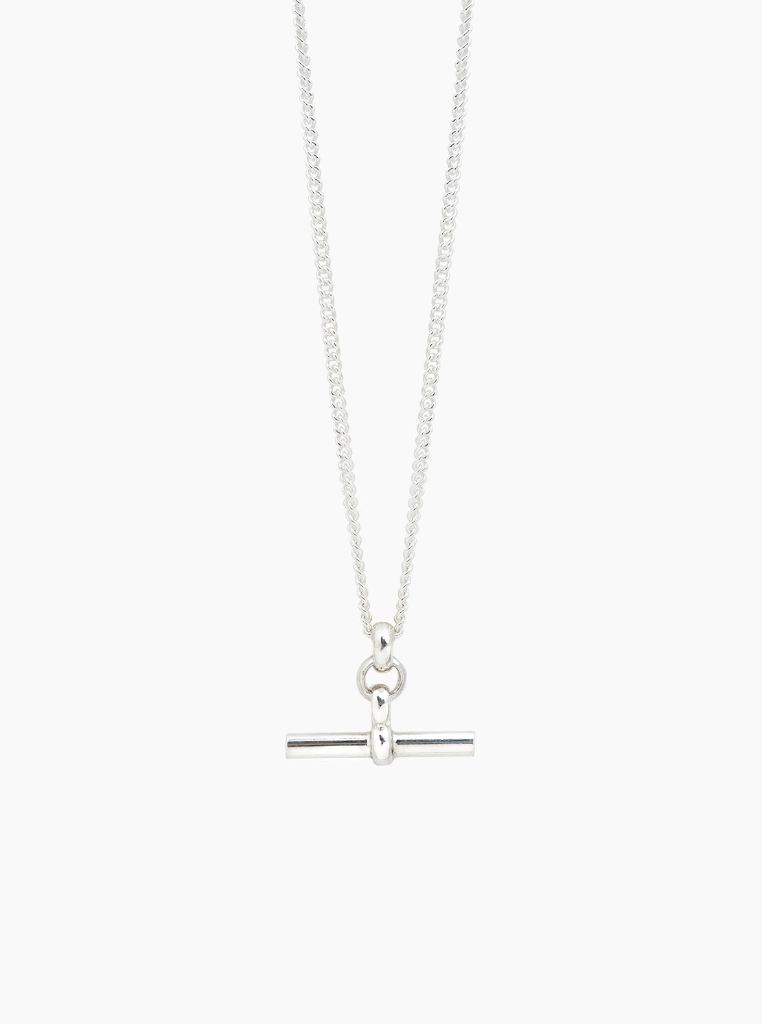 Silver T-Bar On Fine Curb Chain