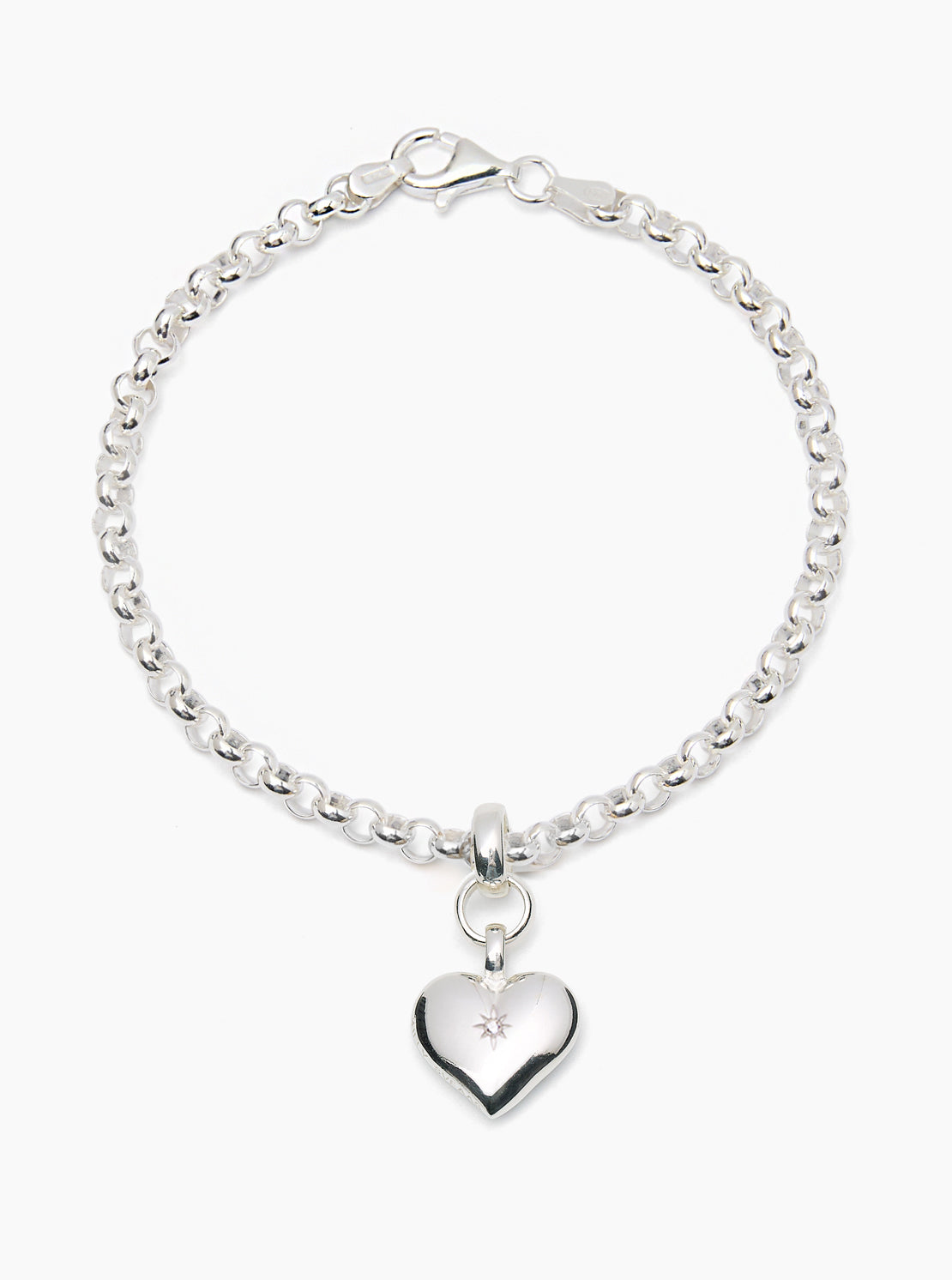 Small Silver Heart on Silver Belcher Bracelet