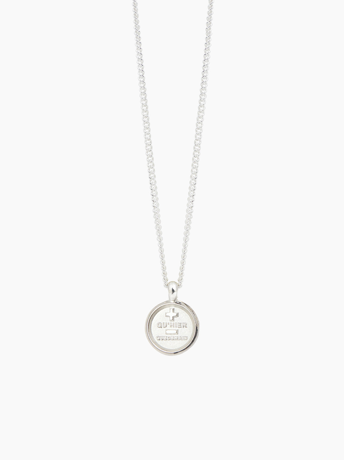 Small Silver Que Demain Disc on Fine Curb Chain