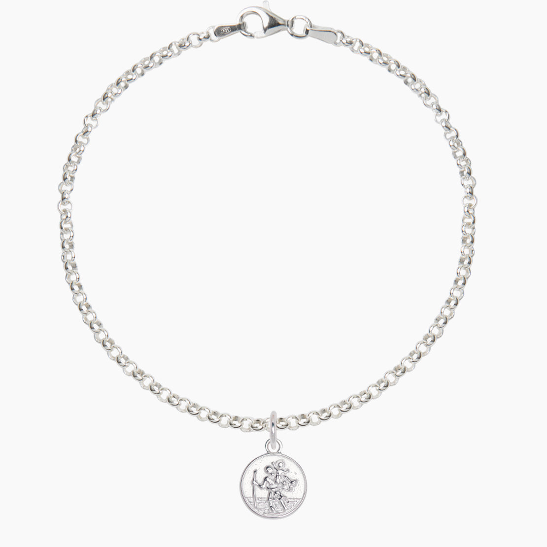 St. Christopher Pendant on Fine Silver Belcher Bracelet