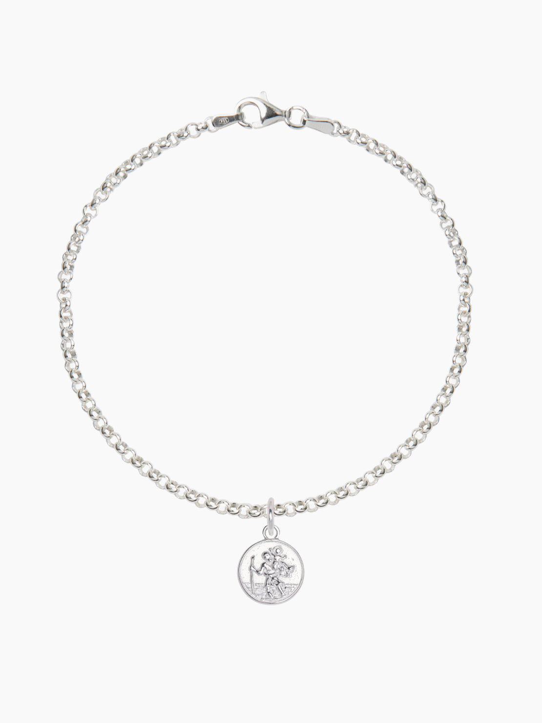 St. Christopher Pendant on Fine Silver Belcher Bracelet
