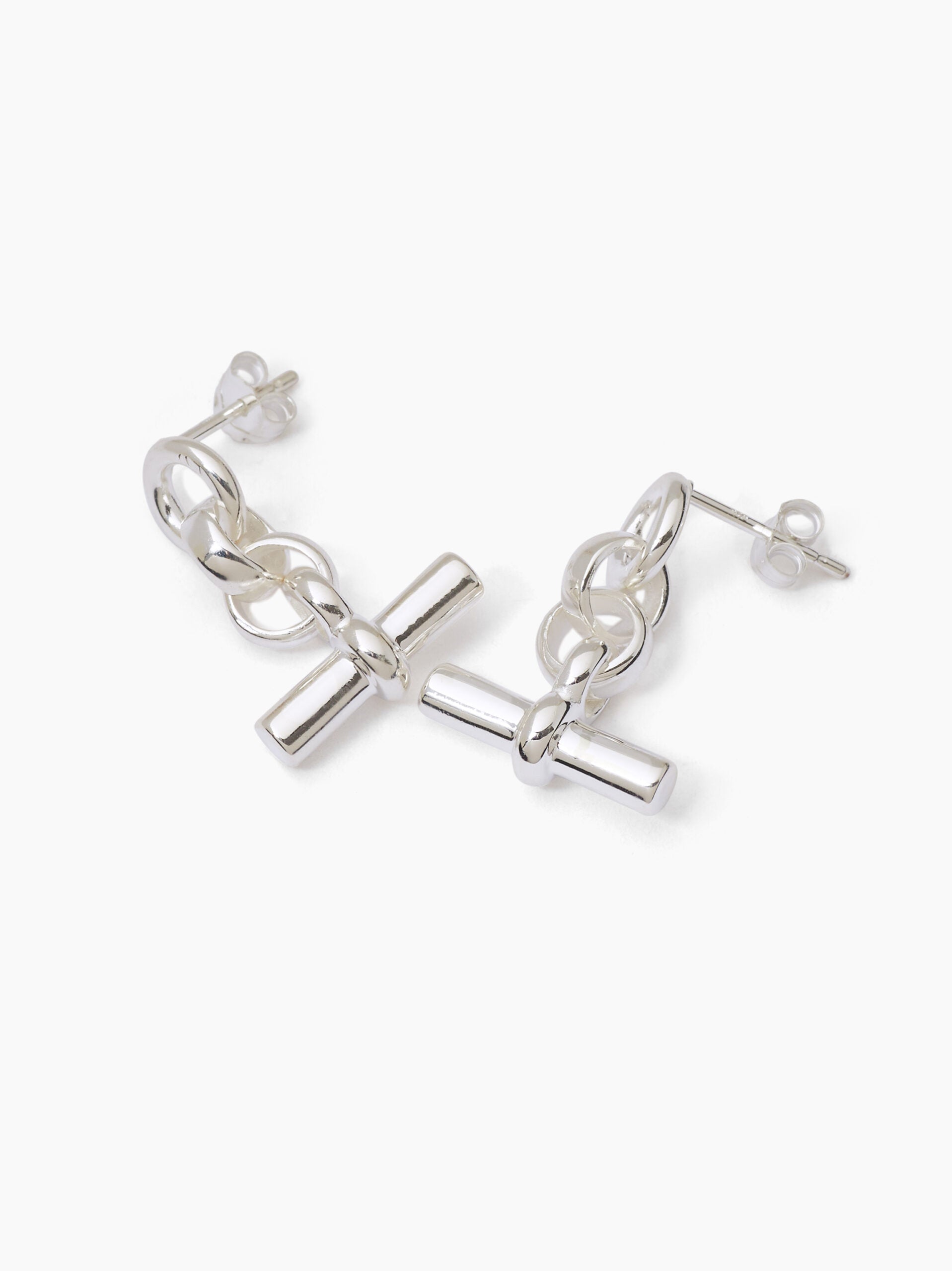 Silver T-Bar Drop Earrings