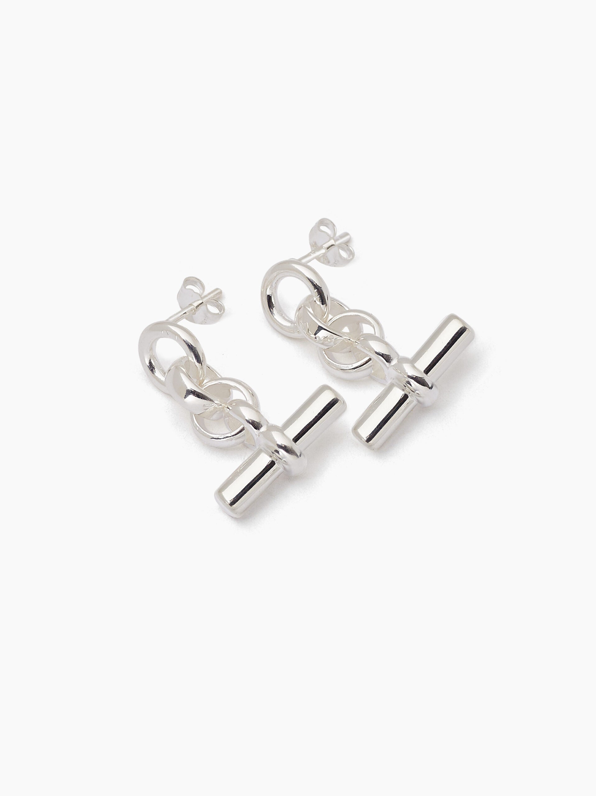 Silver T-Bar Drop Earrings