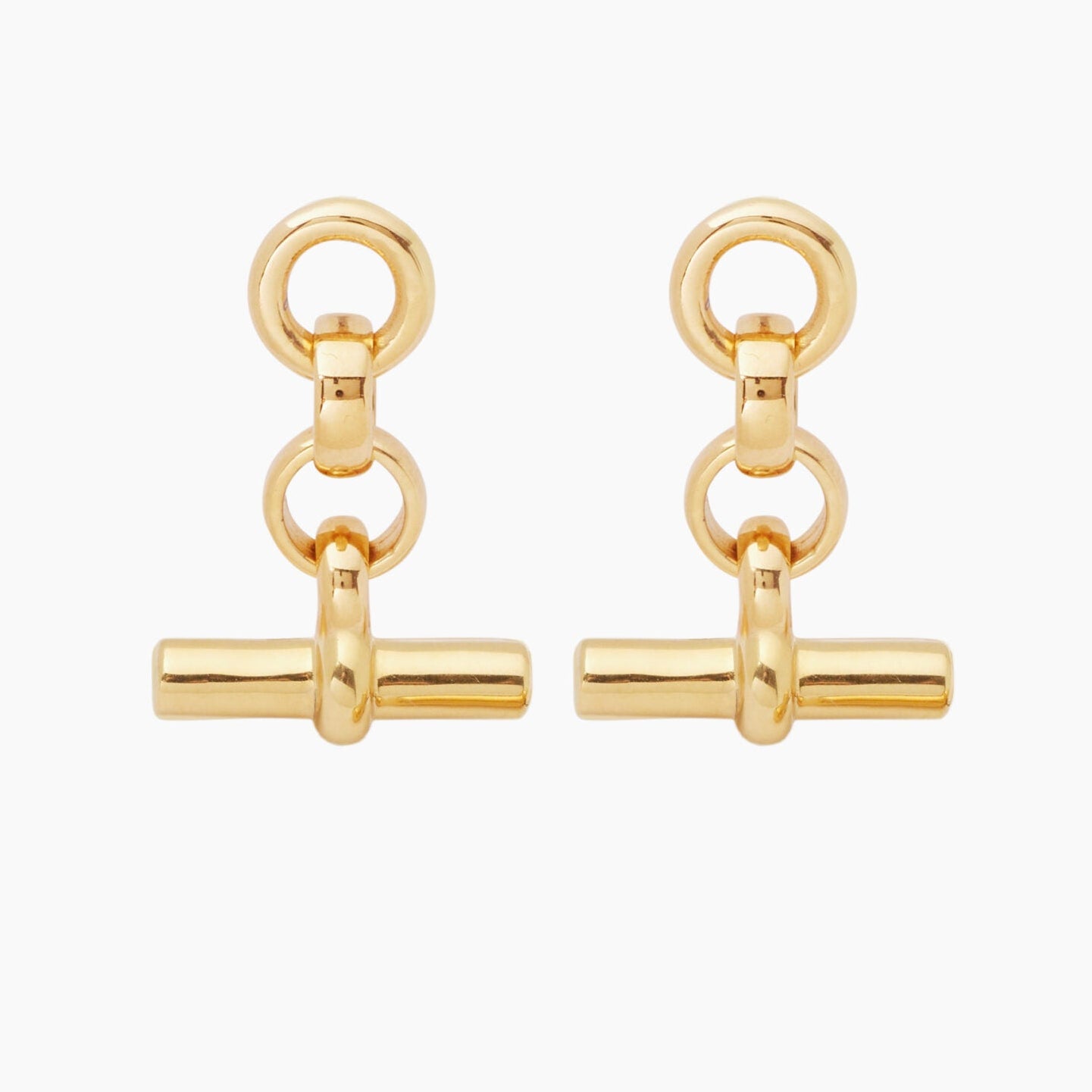 Gold T-Bar Drop Earrings