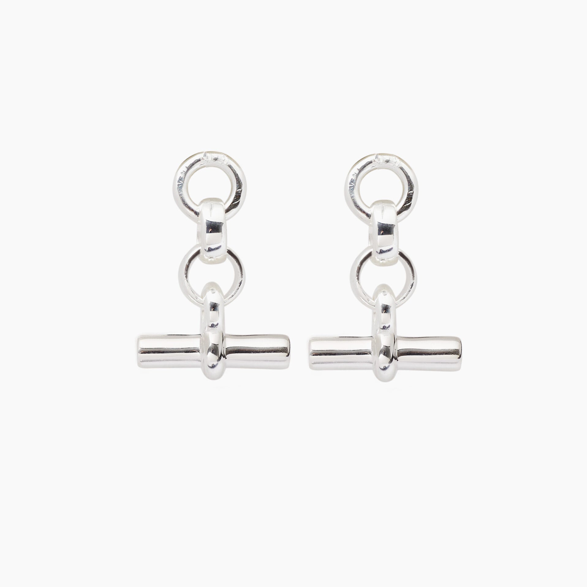 Silver T-Bar Drop Earrings