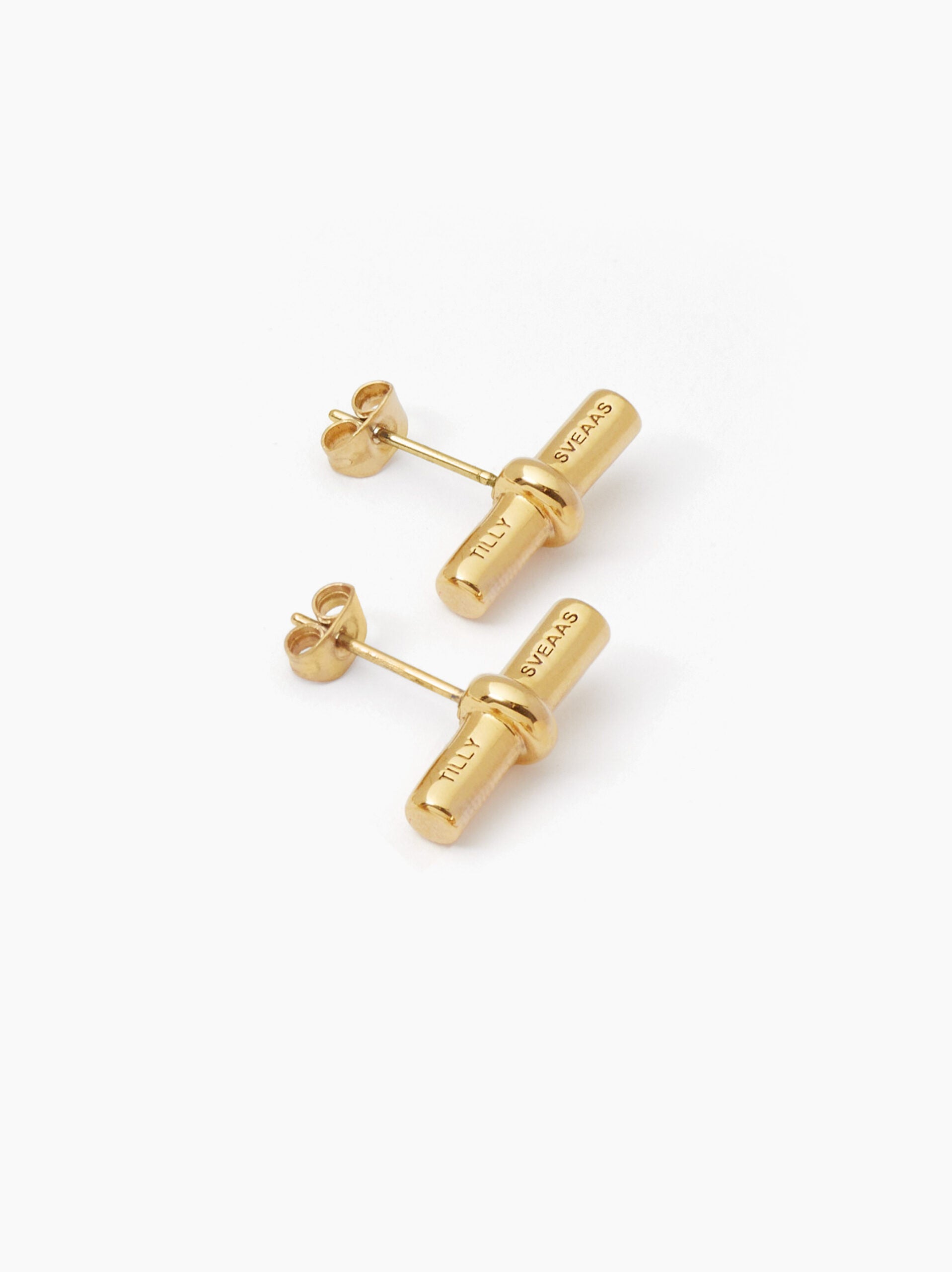 Gold T-Bar Stud Earrings