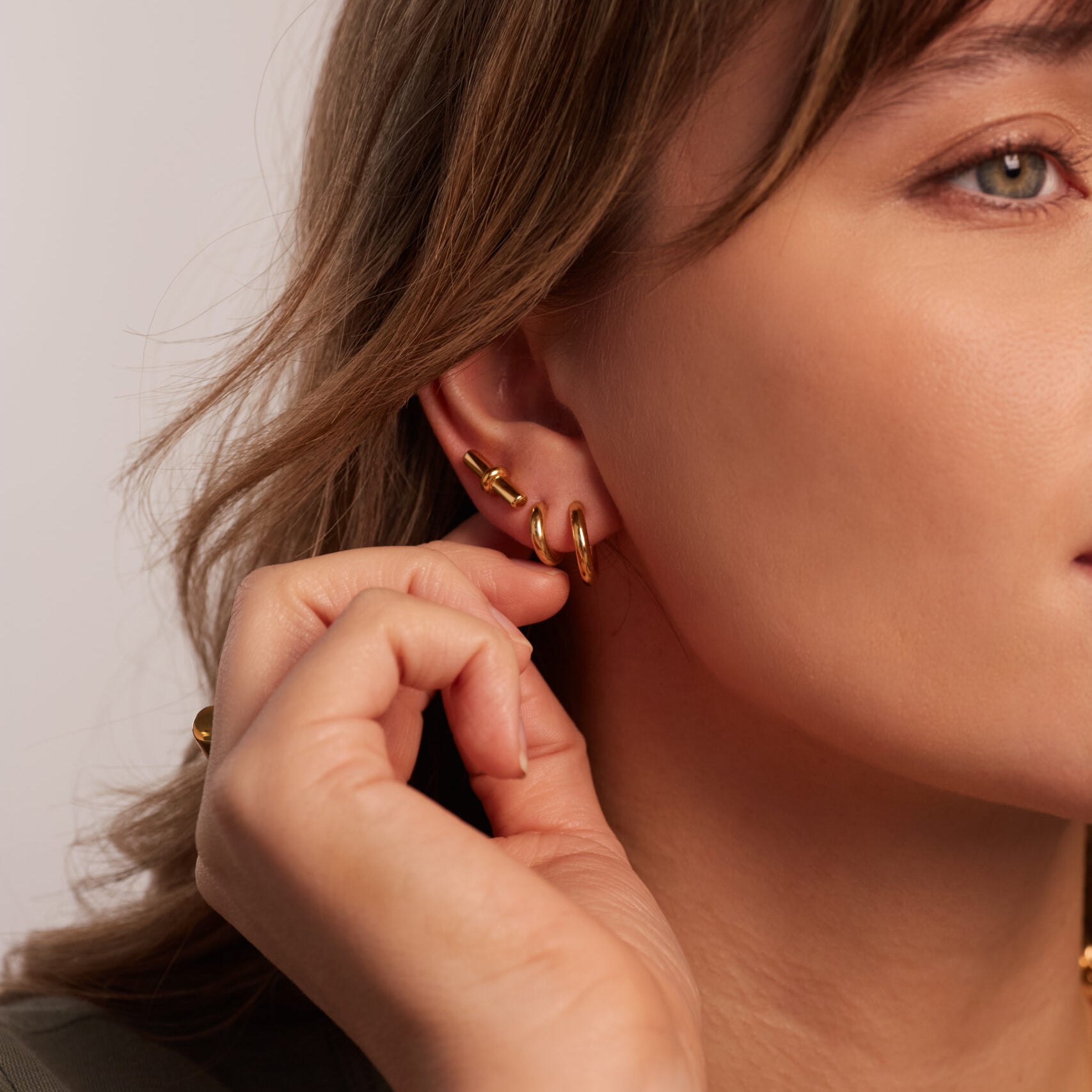 Gold T-Bar Stud Earrings