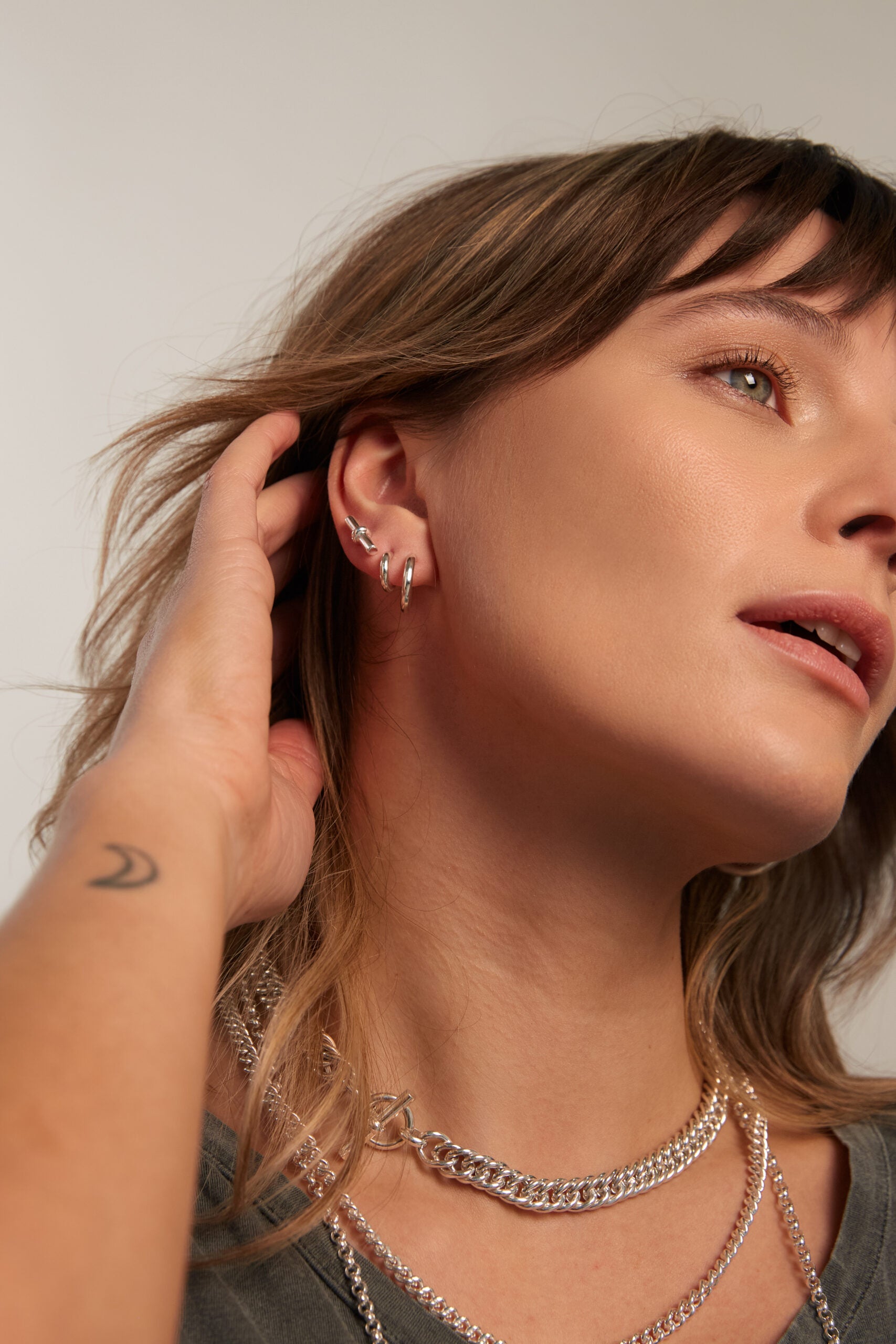 Silver T-Bar Stud Earrings