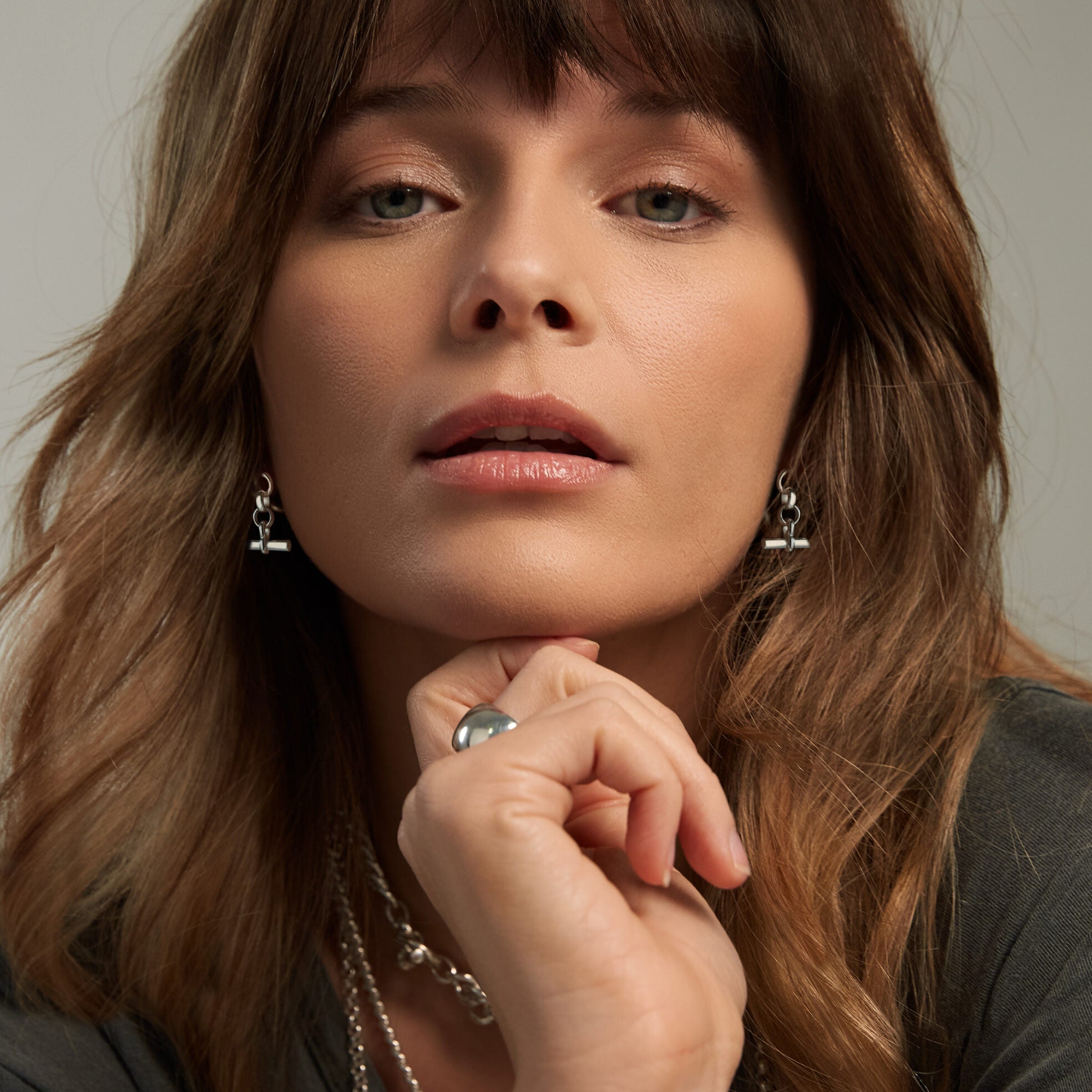 Silver T-Bar Drop Earrings