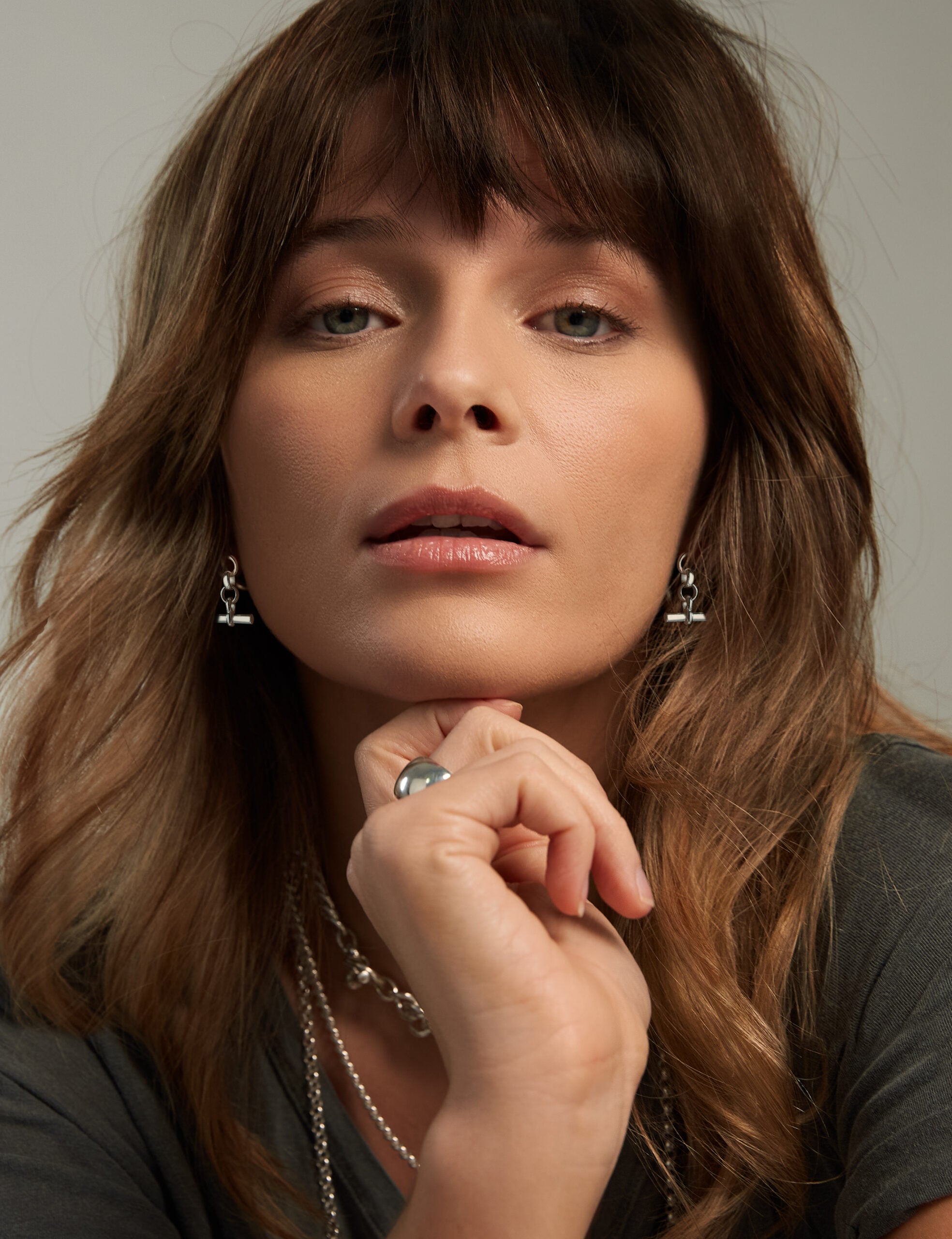 Silver T-Bar Drop Earrings