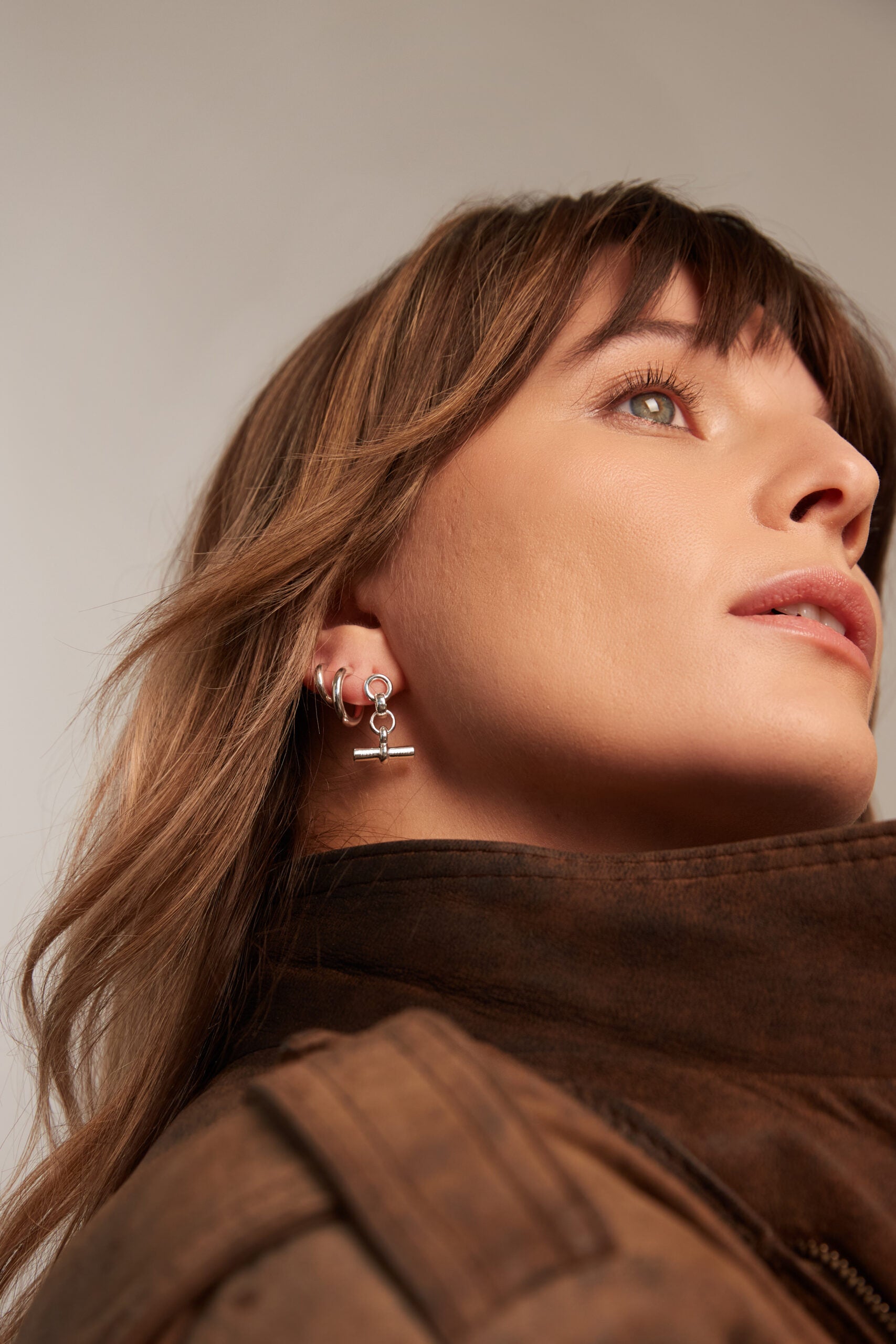 Silver T-Bar Drop Earrings