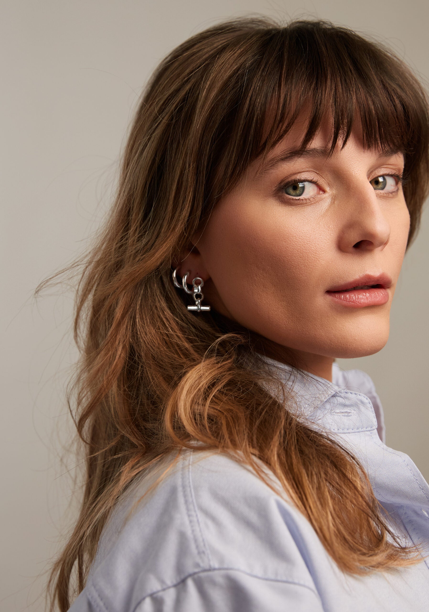 Silver T-Bar Drop Earrings