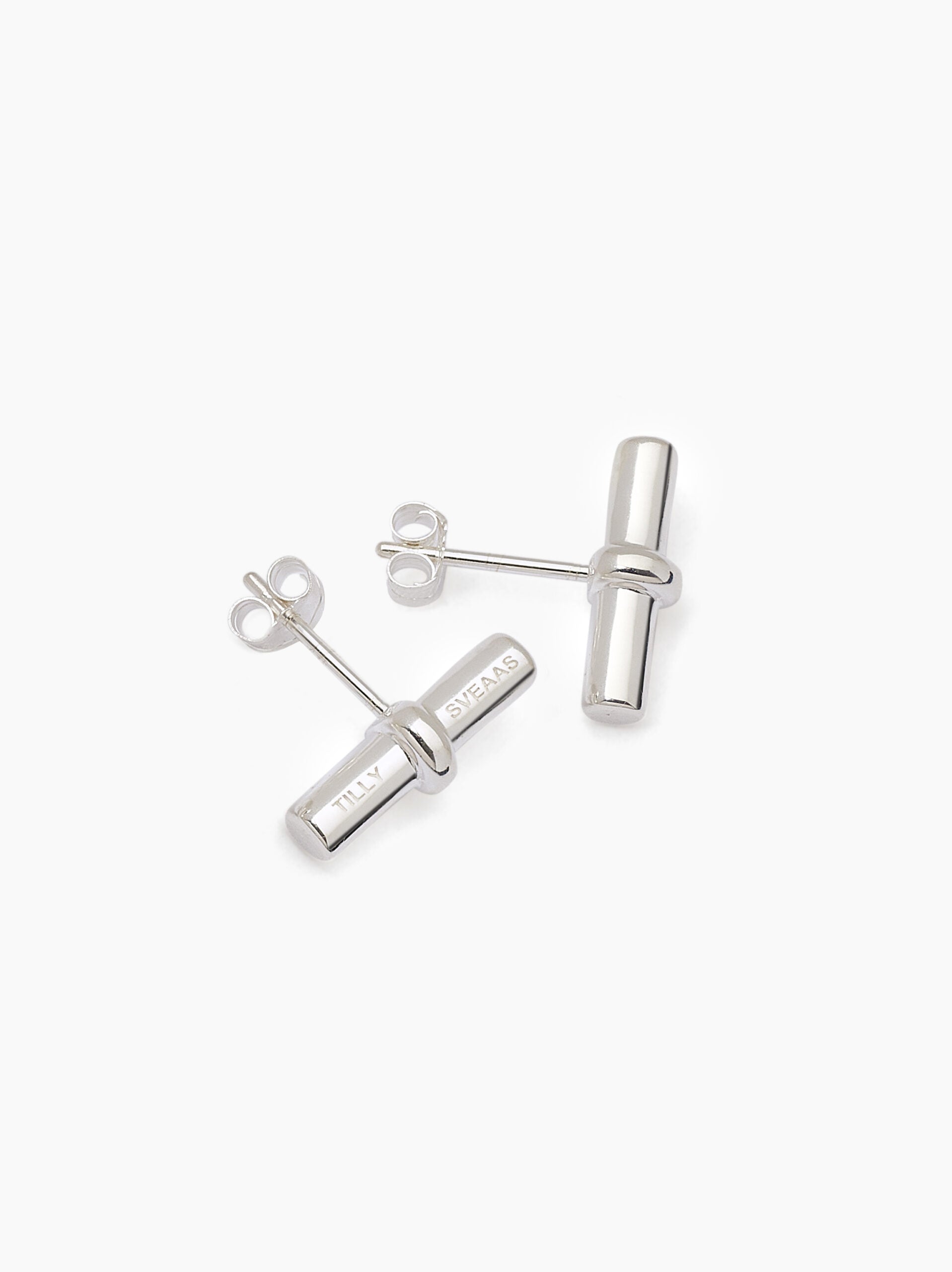 Silver T-Bar Stud Earrings