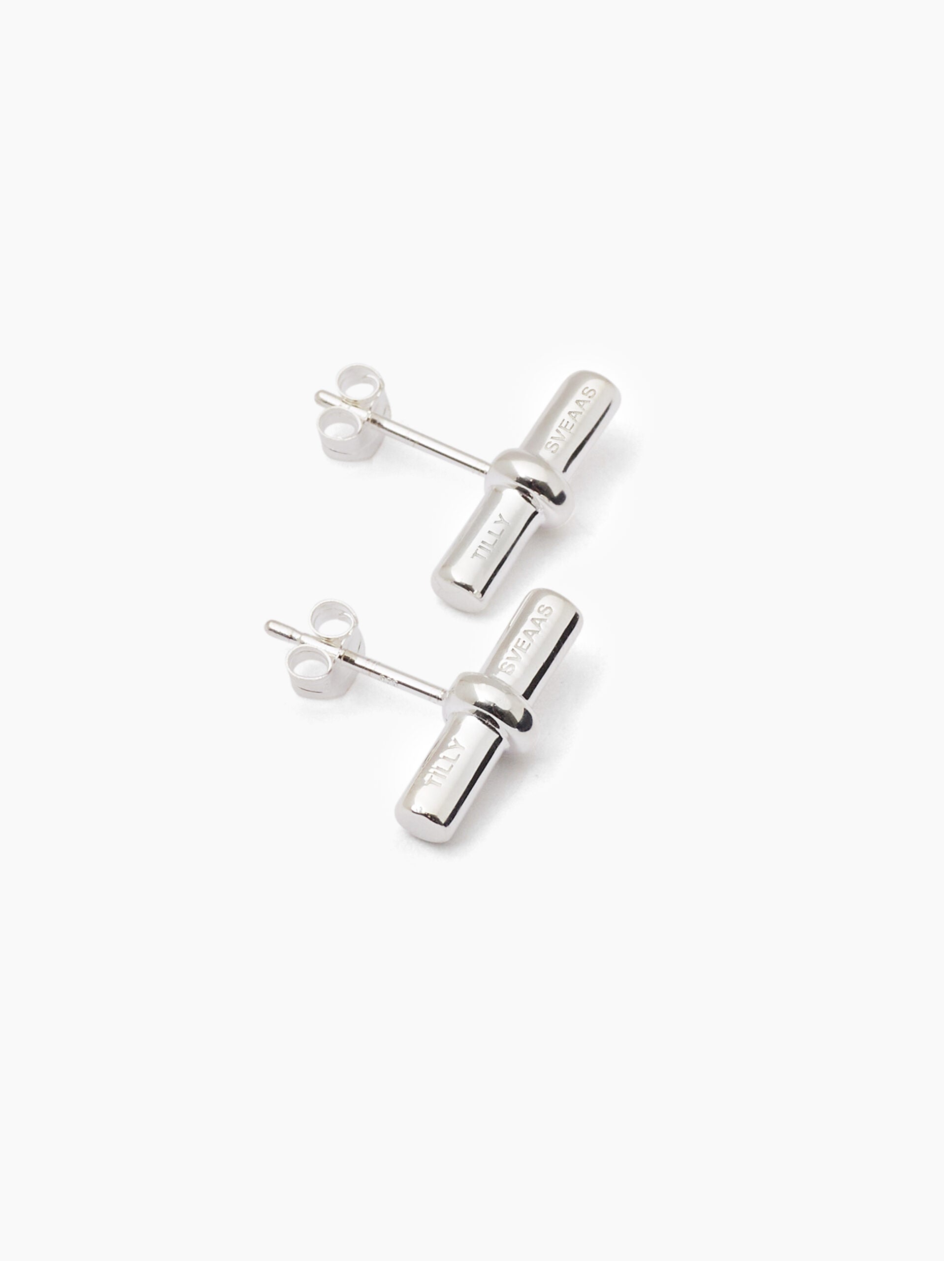 Silver T-Bar Stud Earrings