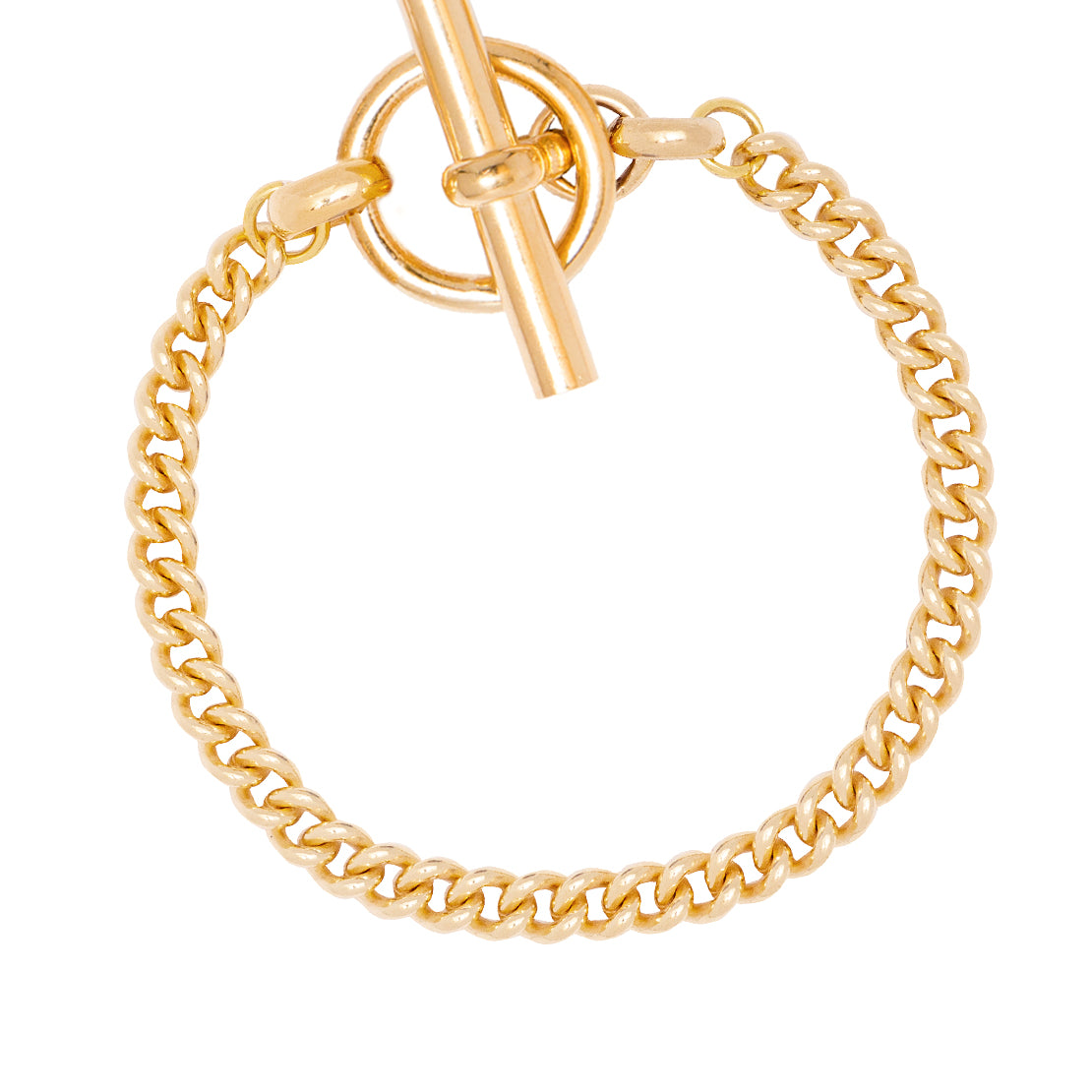 T-Bar Clasp Gold Curb Link Bracelet