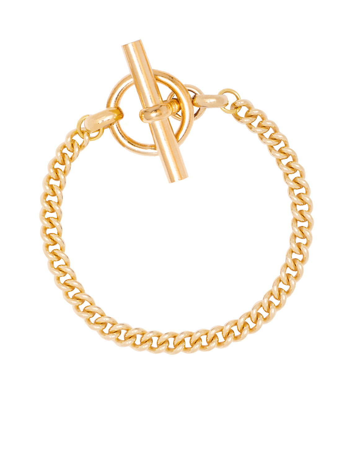 T-Bar Clasp Gold Curb Link Bracelet