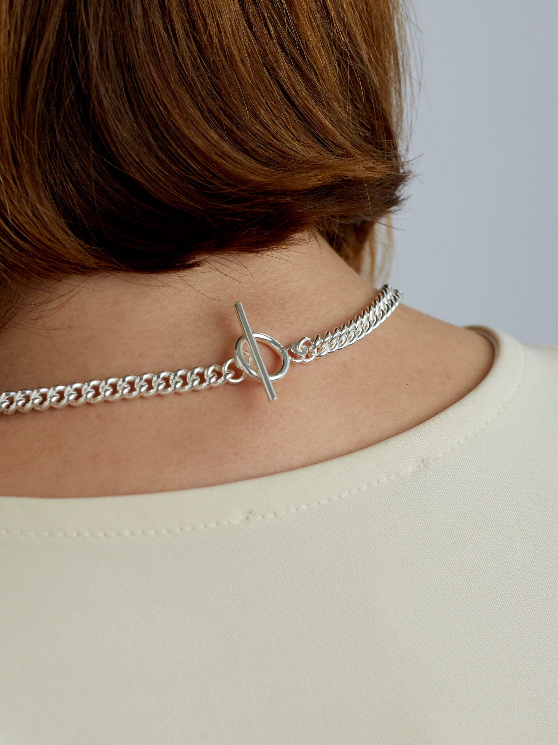 Slim Silver Curb Link Necklace