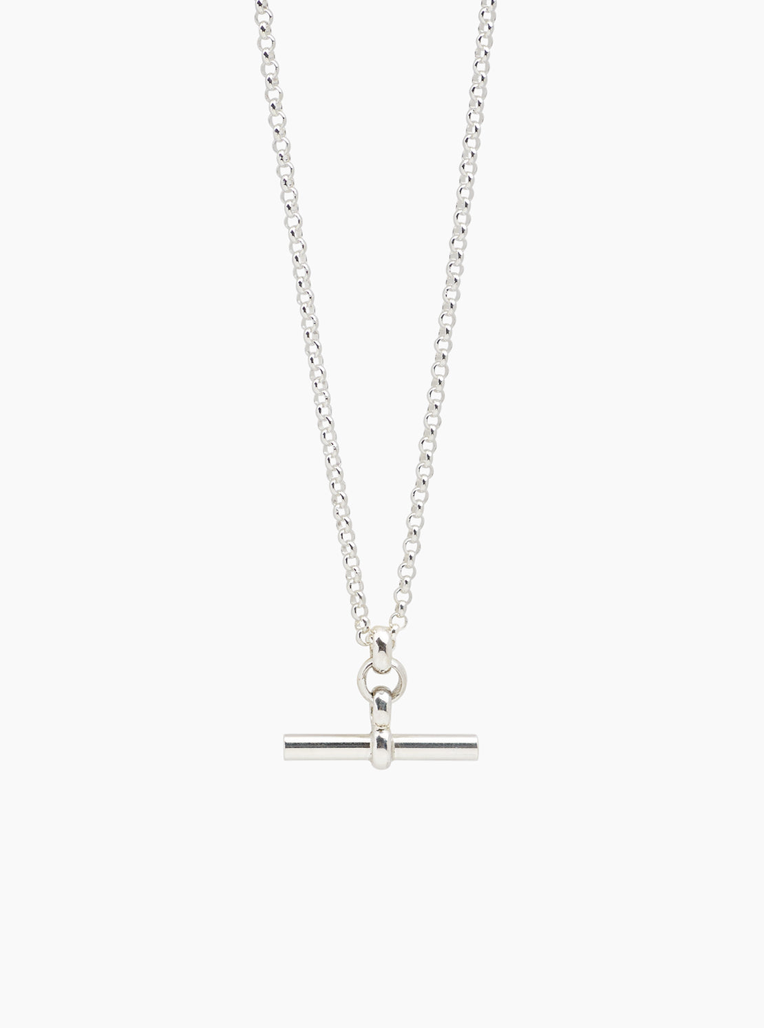 Small Silver T-Bar On Belcher Chain
