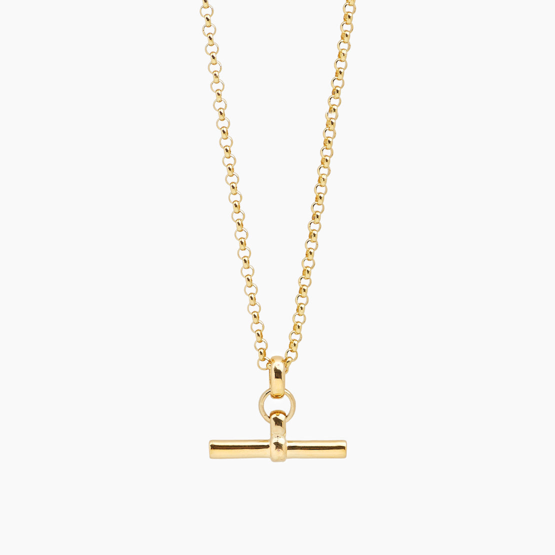 Small Gold T-Bar On Belcher Chain