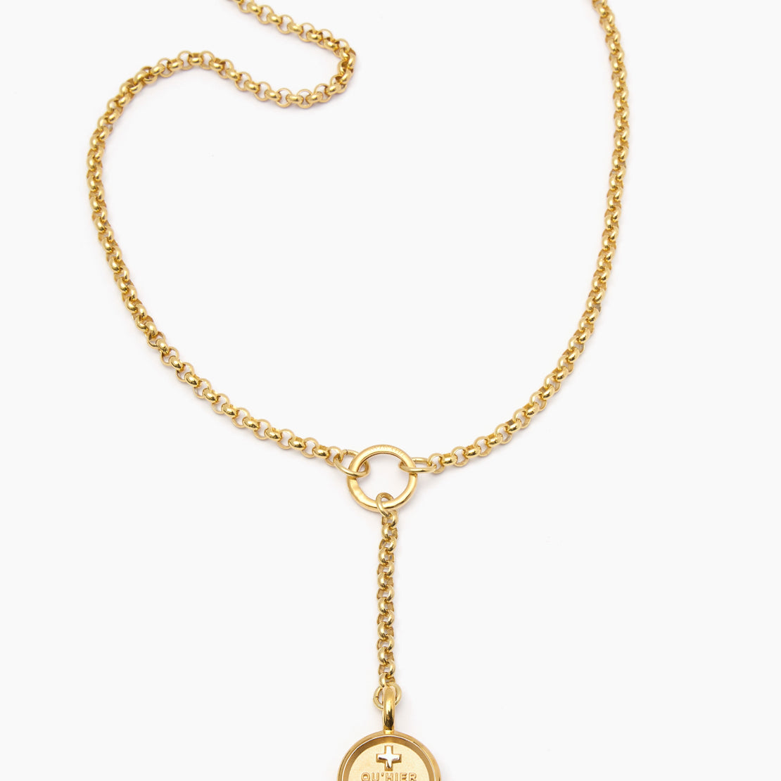 Gold Que Demain Disc on Eternity Belcher Necklace