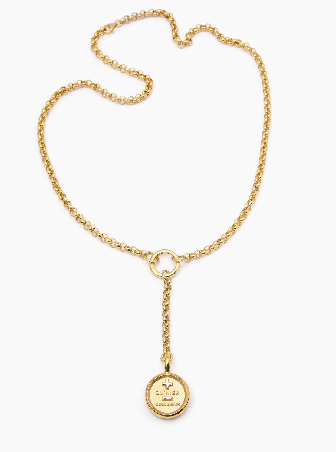 Gold Que Demain Disc on Eternity Belcher Necklace