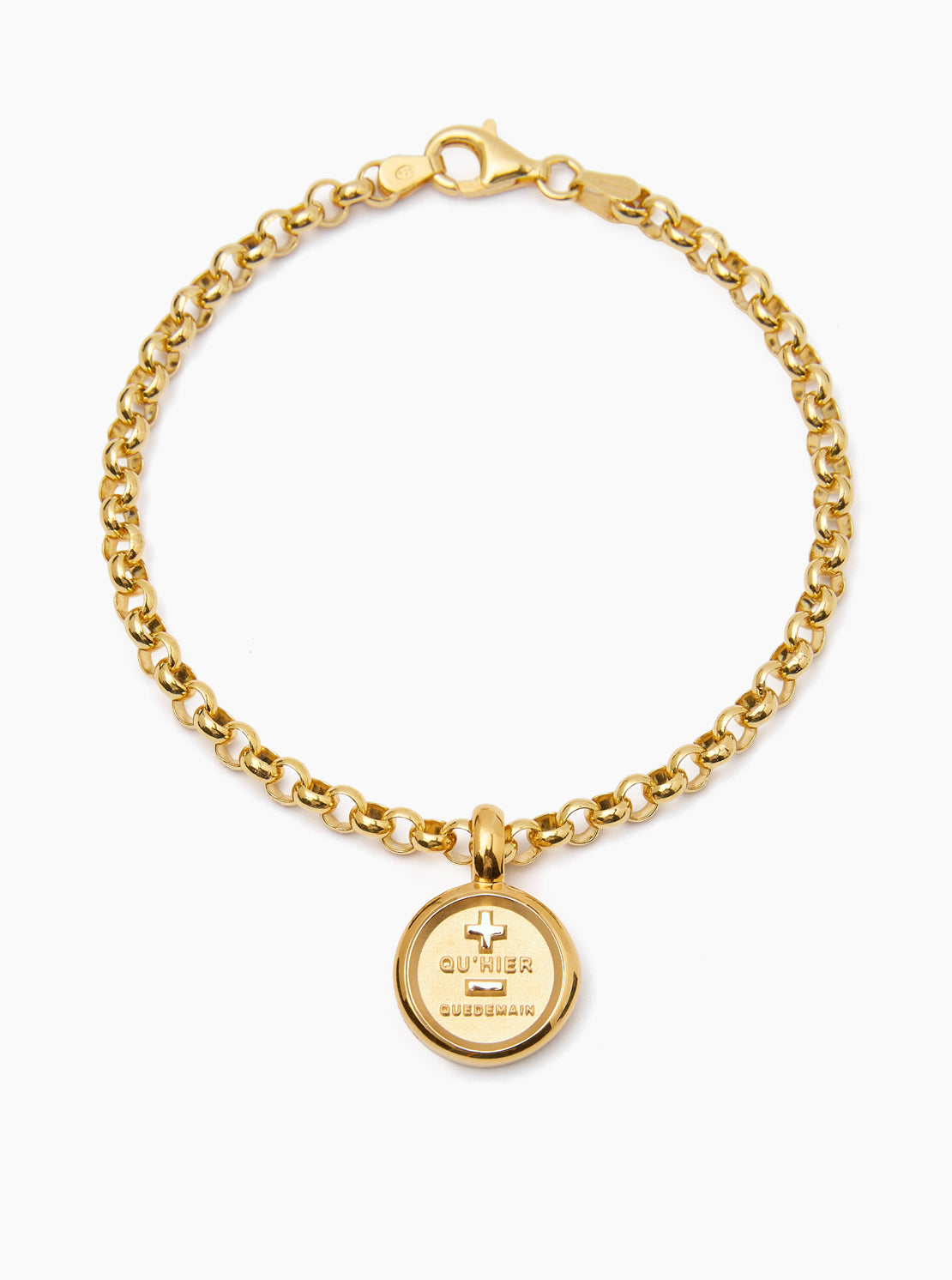 Small Gold Que Demain Disc on Belcher Bracelet