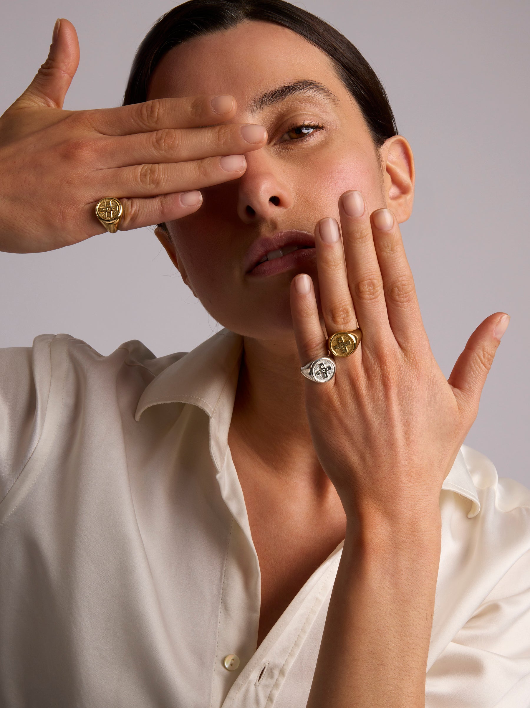 Gold Moi + Toi Signet Ring - Campaign - Tilly Sveaas