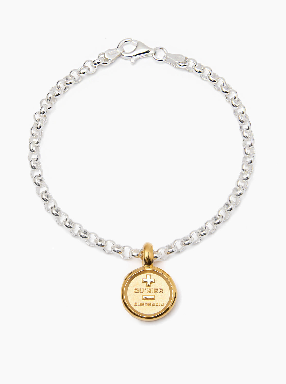 Mixed Metal Small Que Demain Disc on Belcher Bracelet