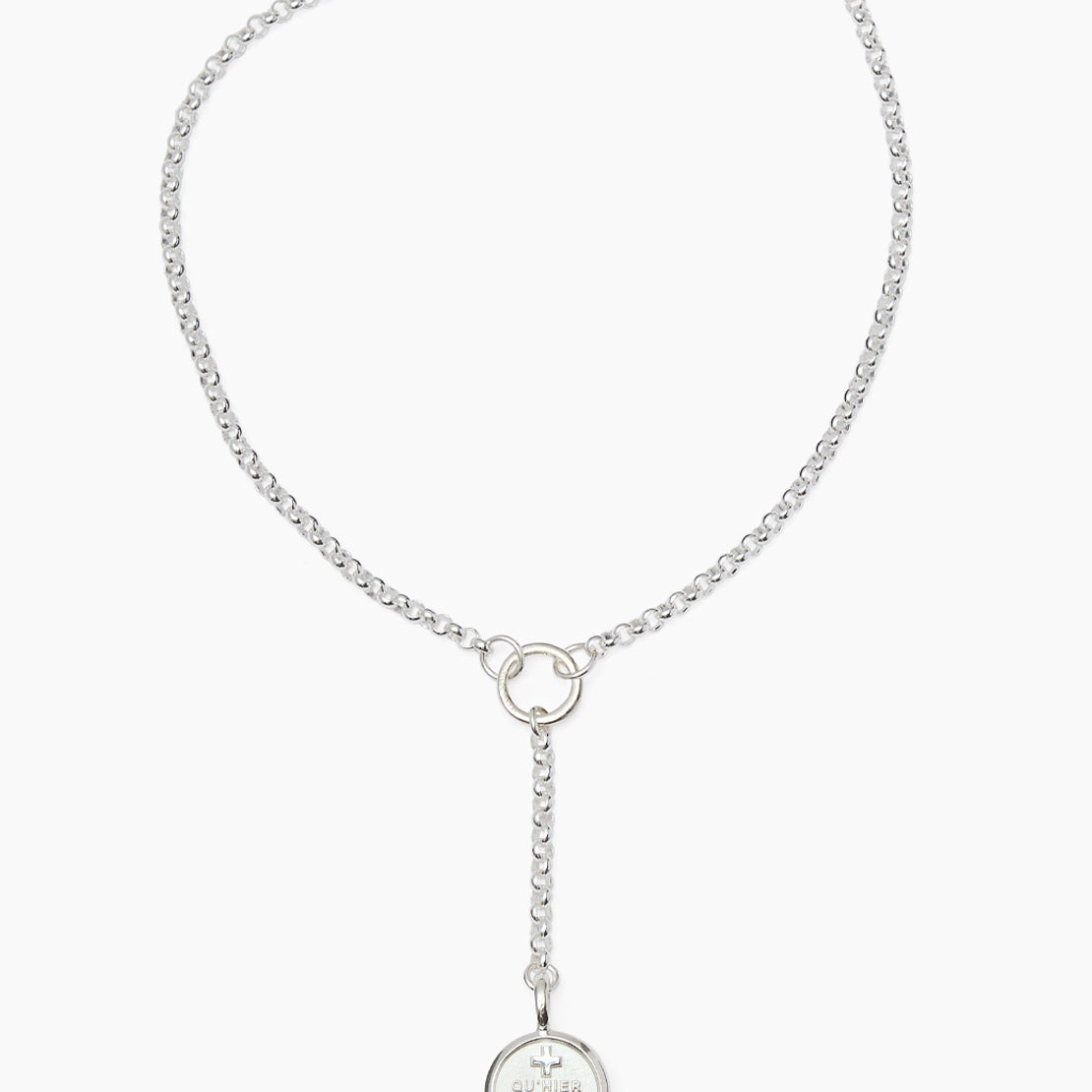Silver Que Demain Disc on Eternity Belcher Necklace
