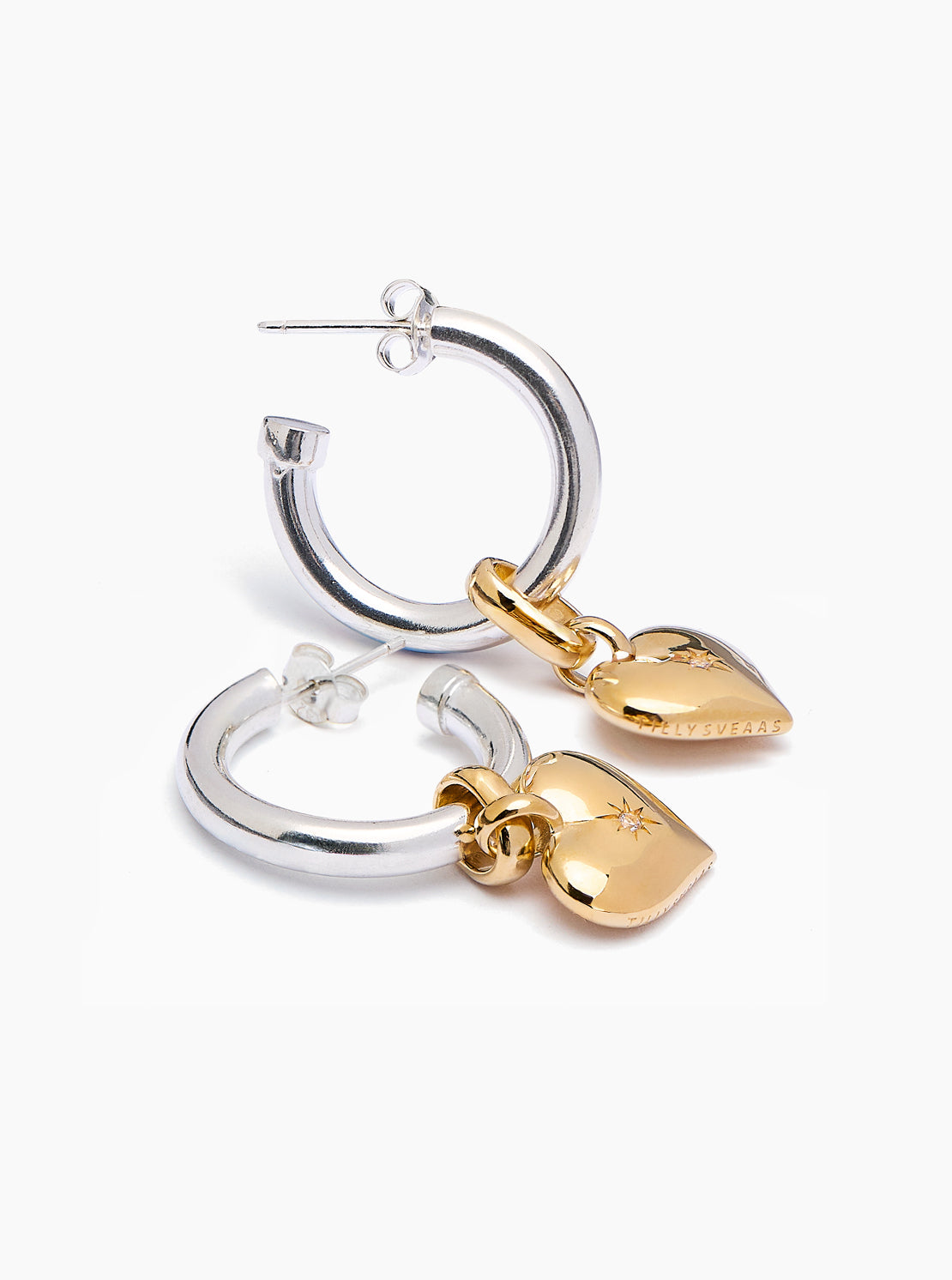 Mixed Metal Heart Earrings