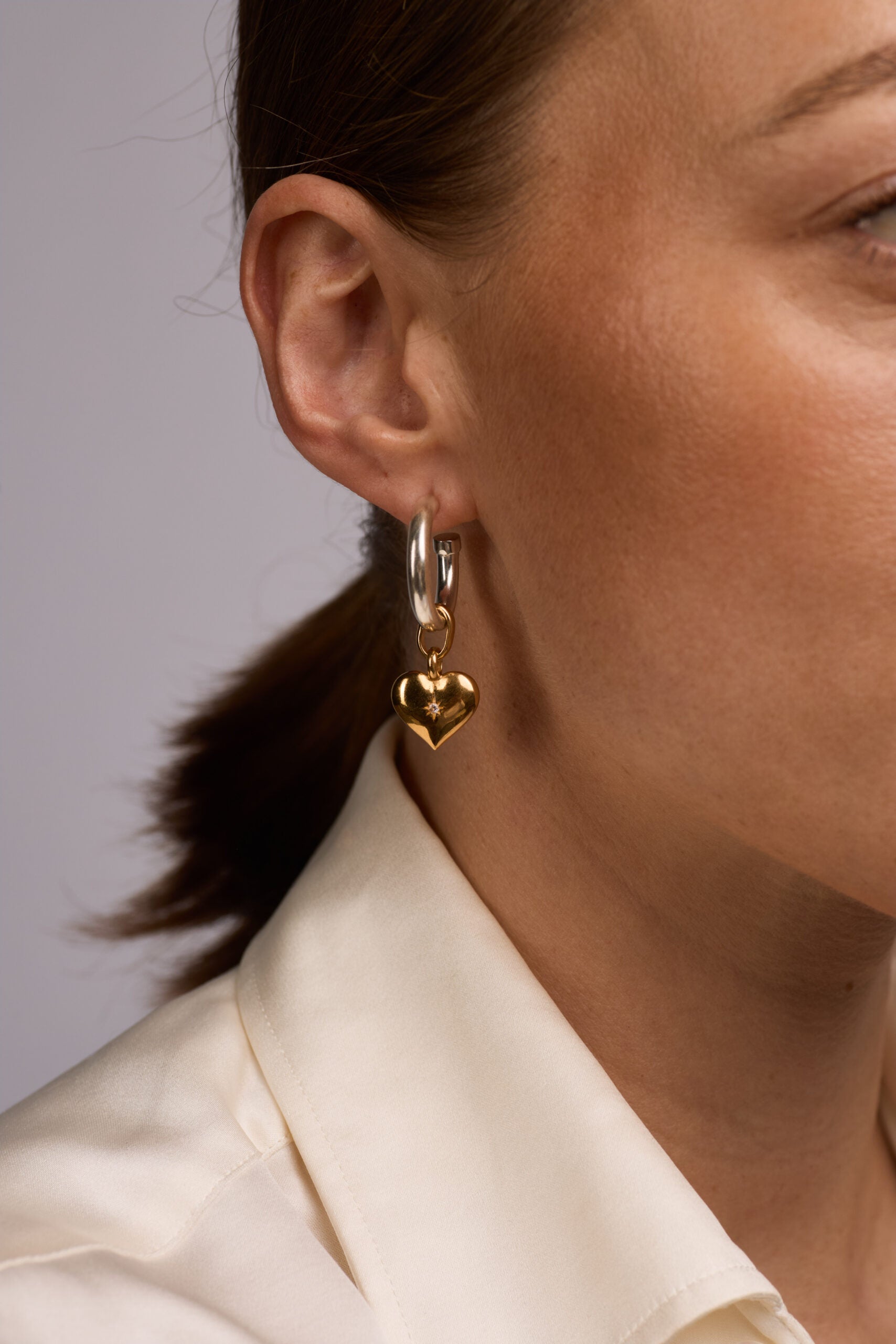 Mixed Metal Heart Earrings
