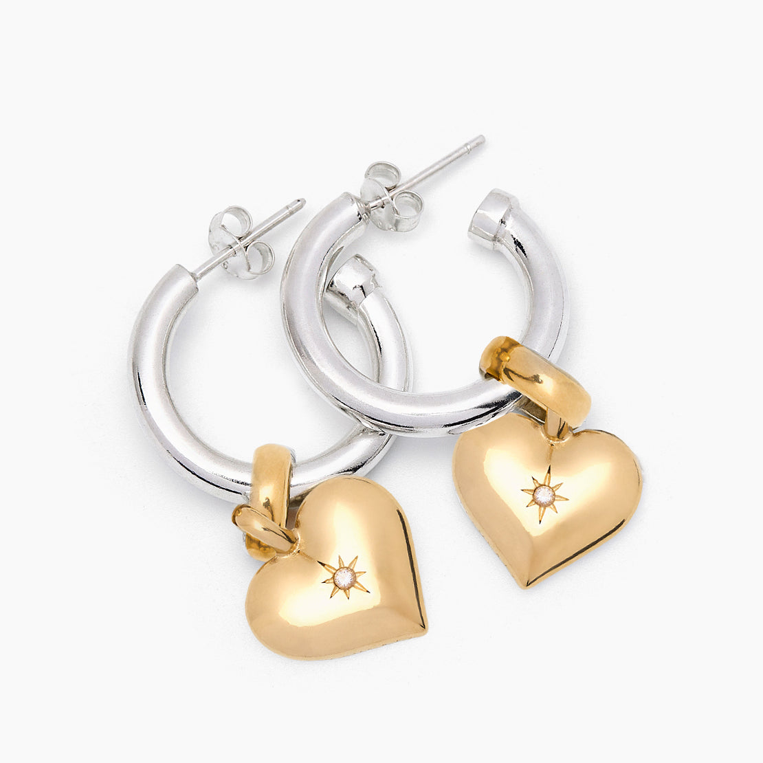 Mixed Metal Heart Earrings