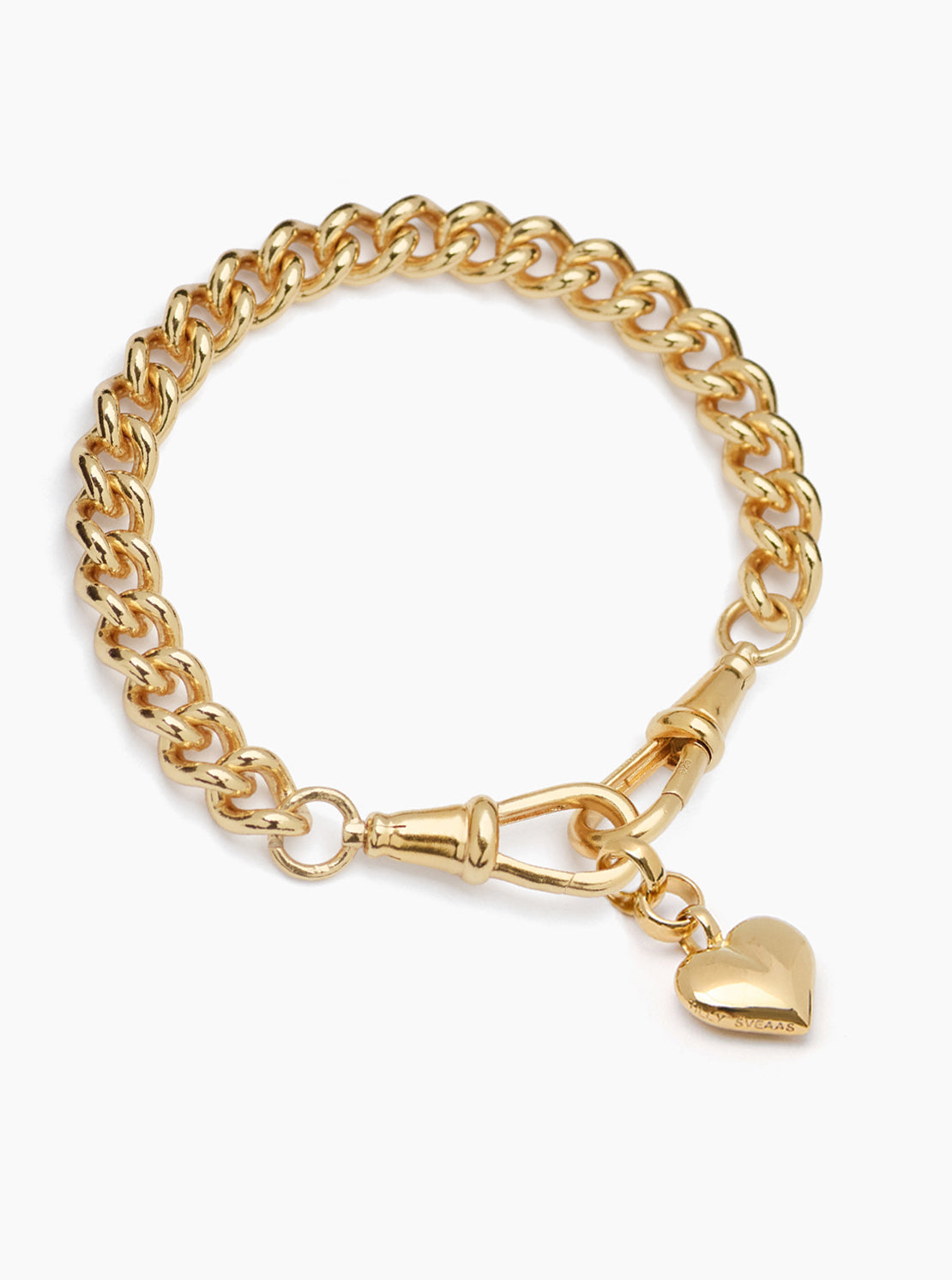 Small Gold Heart on Medium Curb Clipt Bracelet