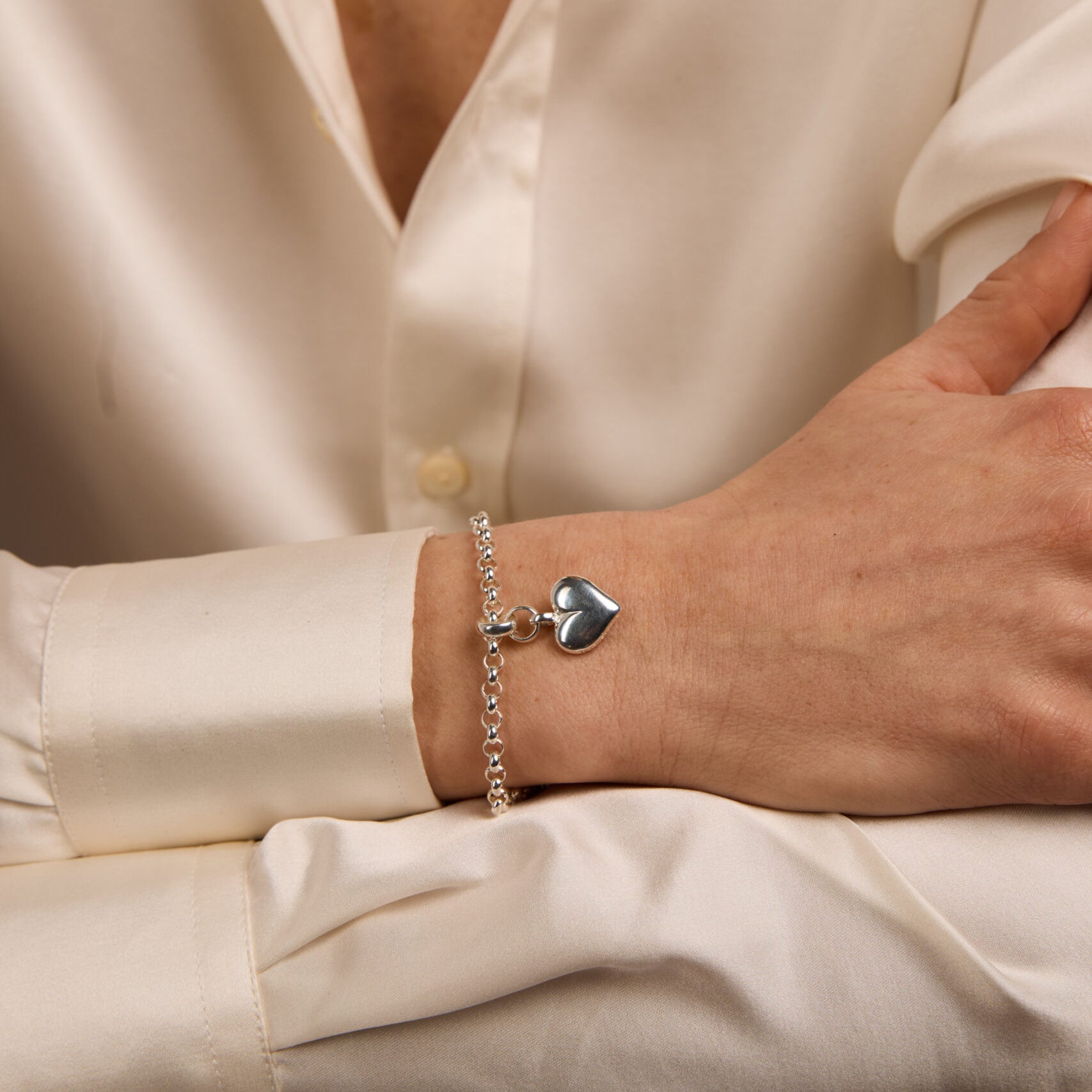 Small Silver Heart on Belcher Bracelet