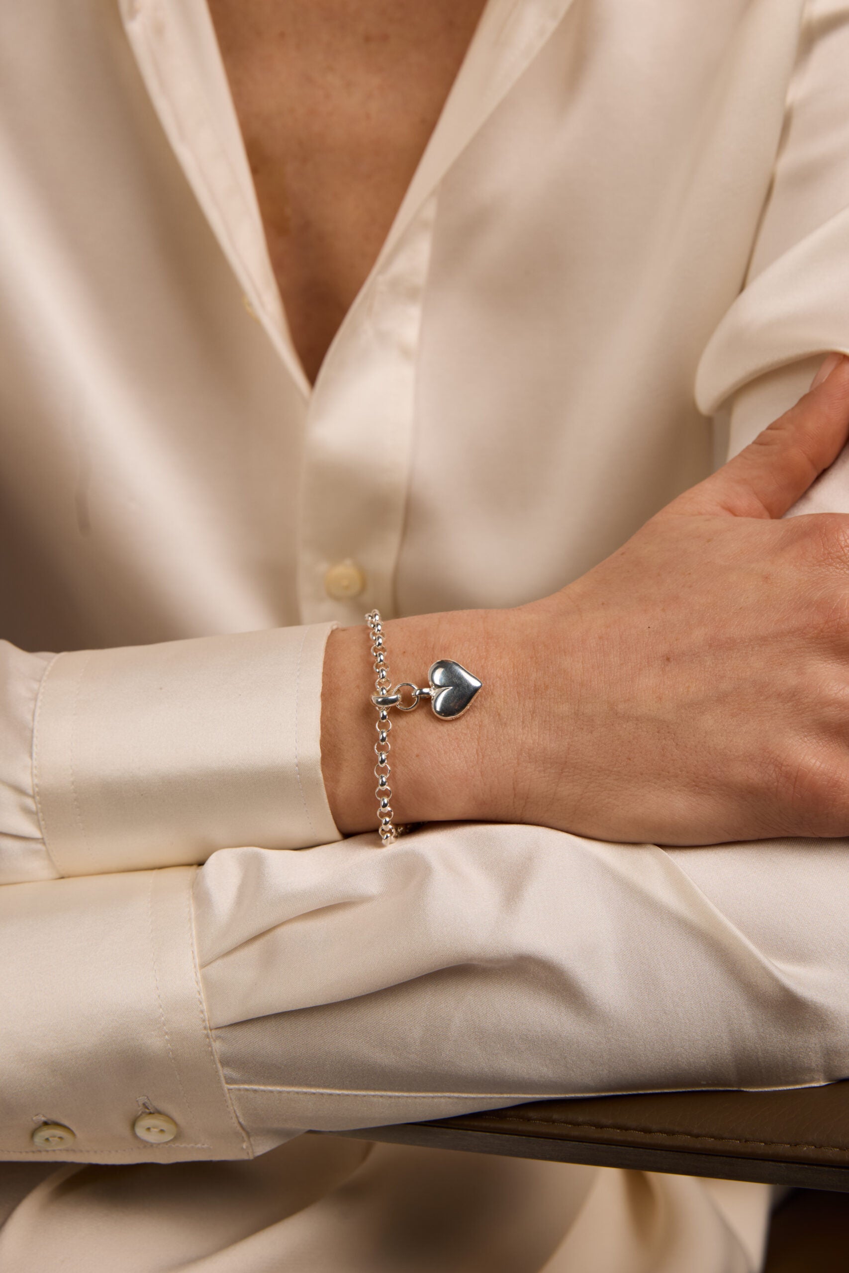 Small Silver Heart on Belcher Bracelet