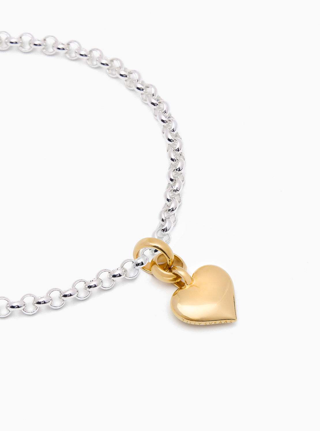 Mixed Metal Small Heart on Belcher Bracelet