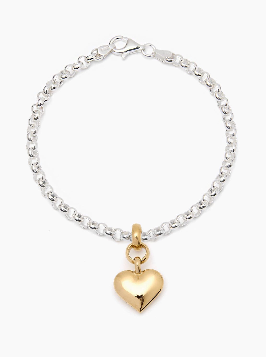 Mixed Metal Small Heart on Belcher Bracelet