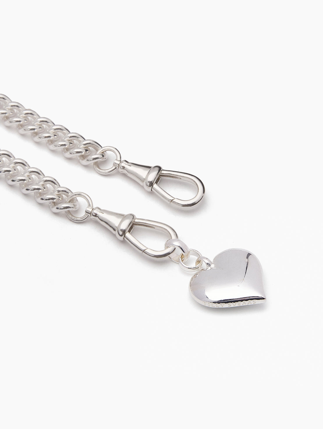 Large Silver Heart on Large Curb Clipt Necklace