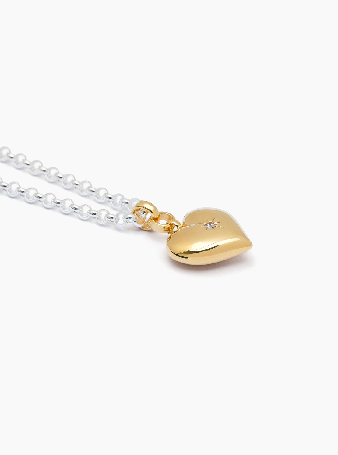 Mixed Metal Large Heart on Chunky Belcher Chain