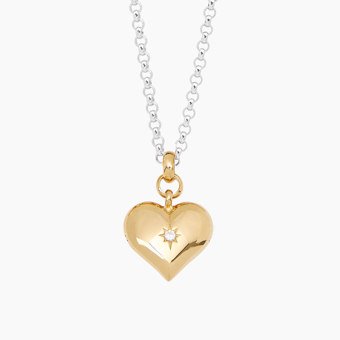 Mixed Metal Large Heart on Chunky Belcher Chain