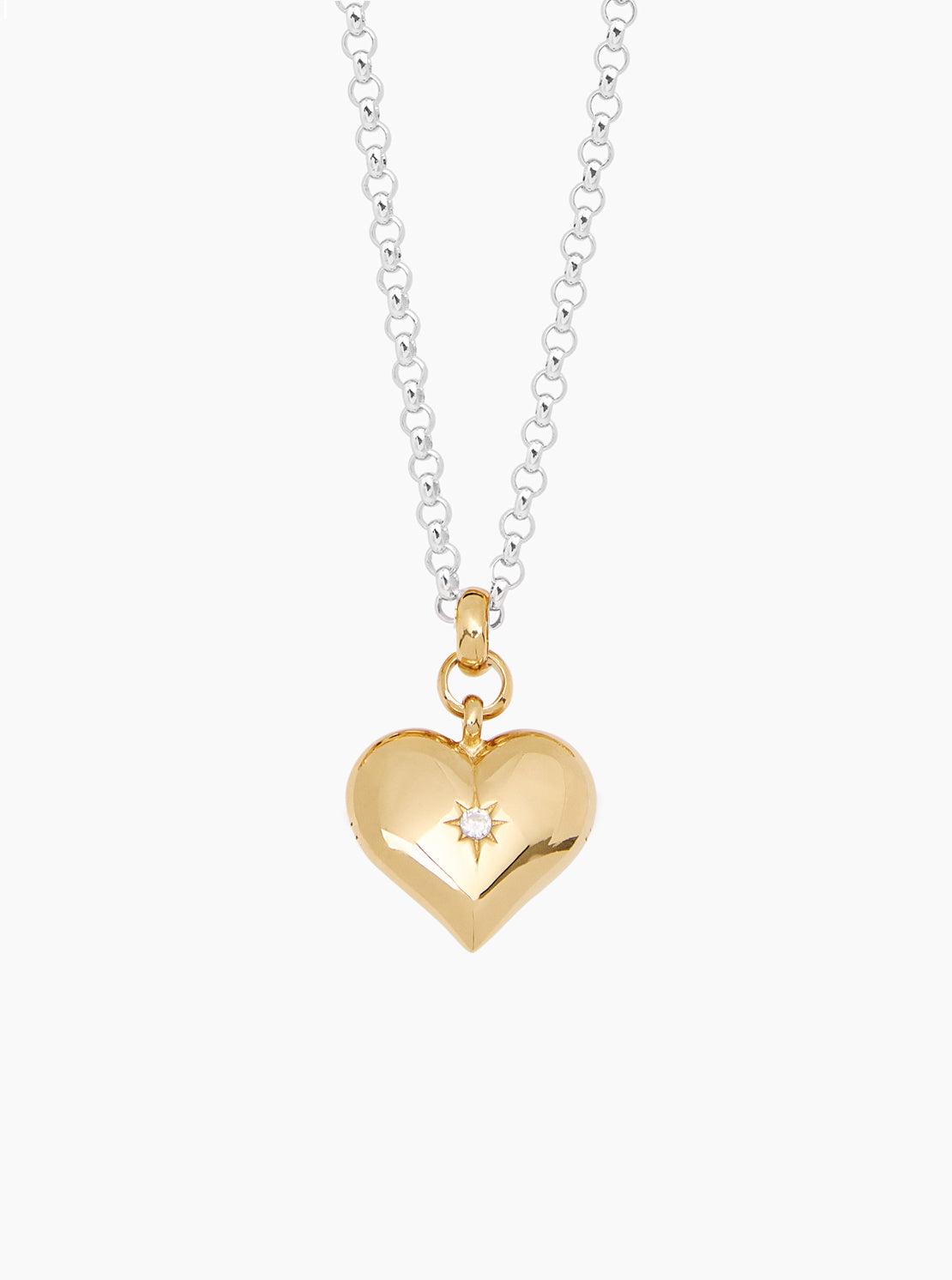Mixed Metal Large Heart on Chunky Belcher Chain