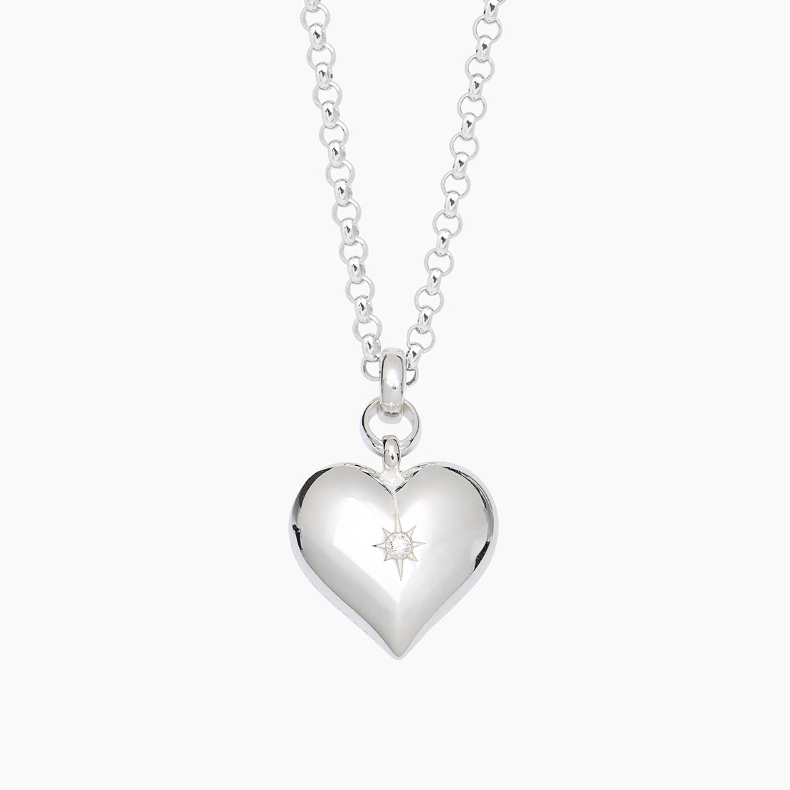 Large Silver Heart on Chunky Belcher Chain