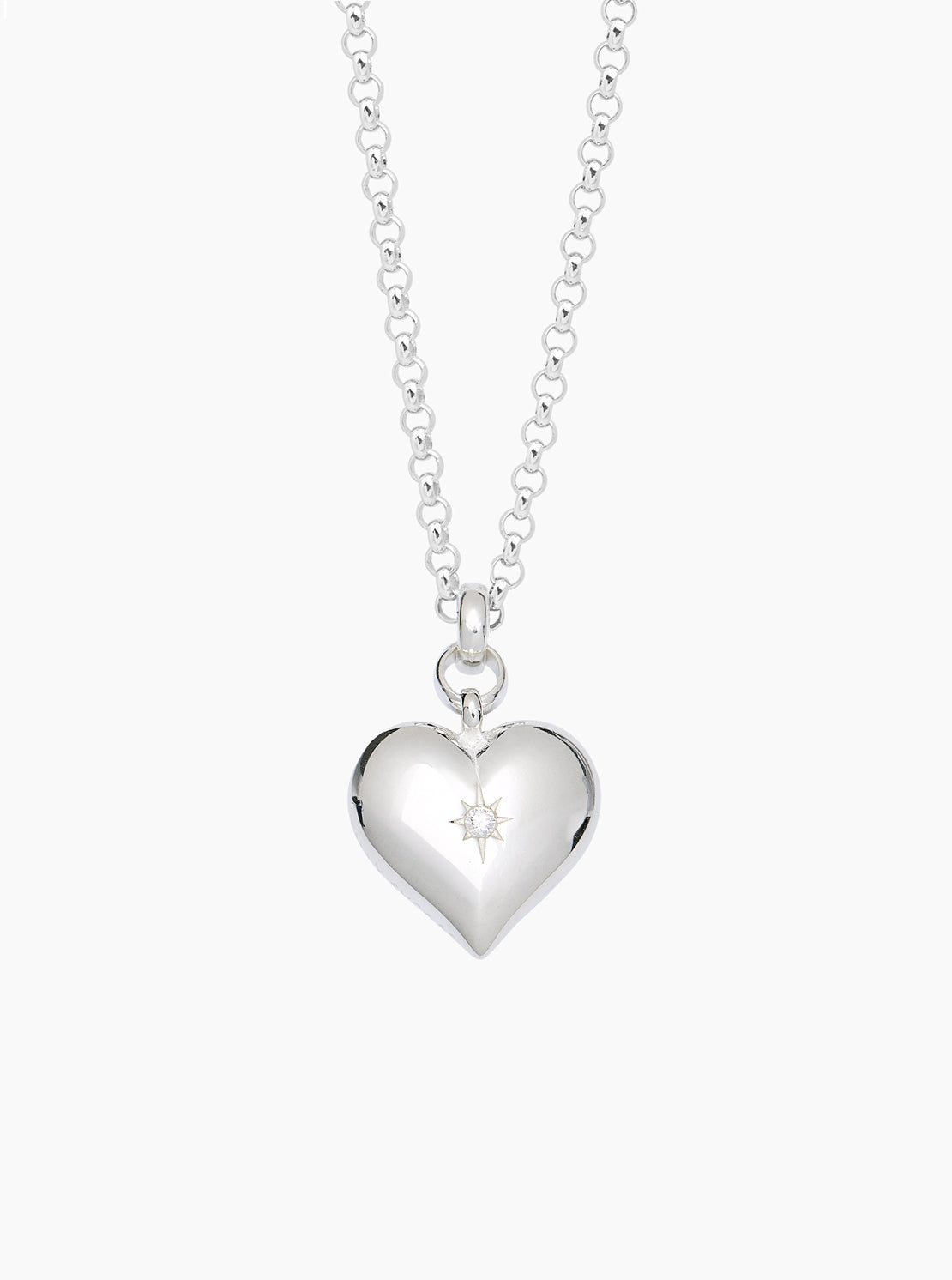 Large Silver Heart on Chunky Belcher Chain
