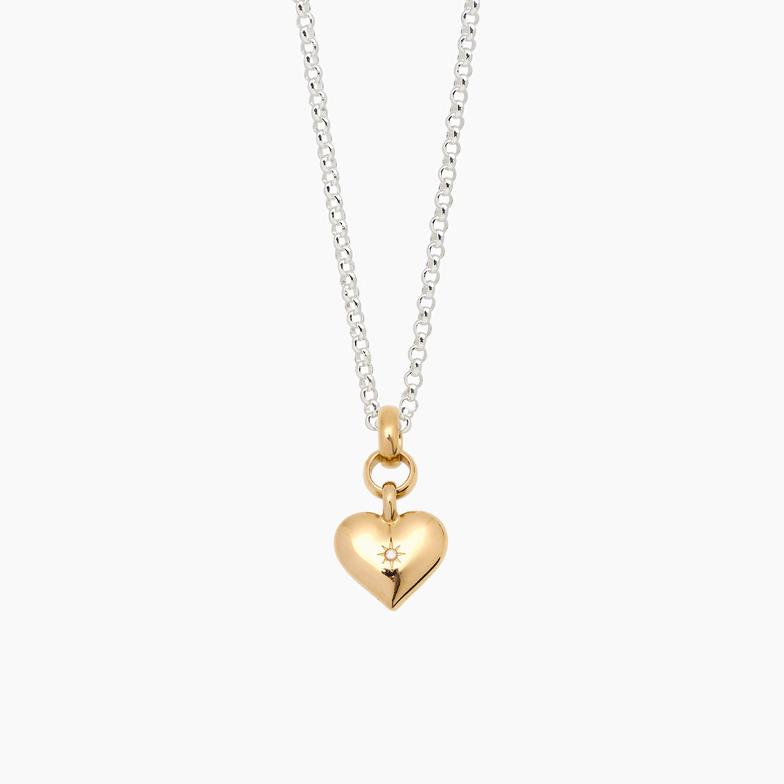 Mixed Metal Small Heart on Belcher Chain